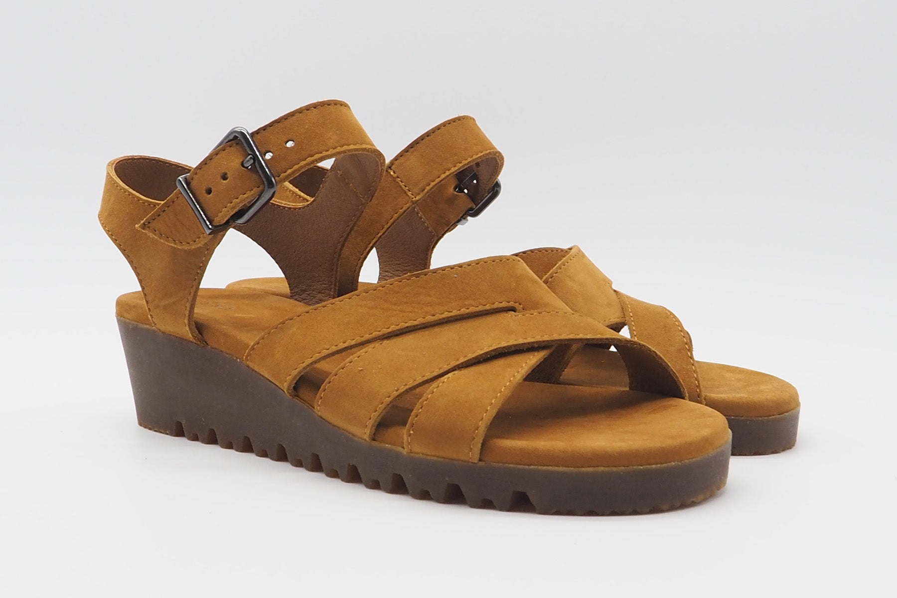 Damen Sandale aus Nubukleder in Caramel Damen Sandalen Arche