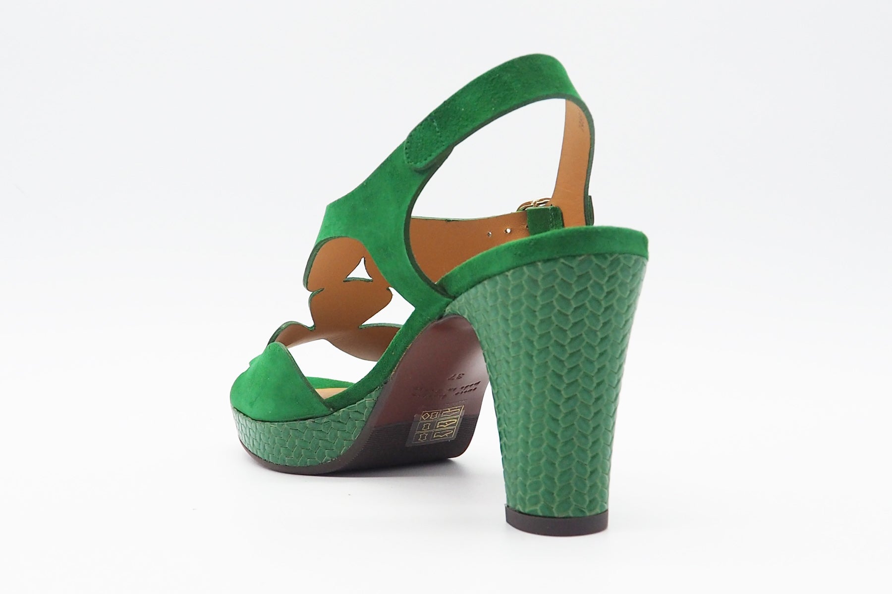 Damen Sandale aus Veloursleder in Grün - Absatz 8cm Damen Sandalen Chie Mihara