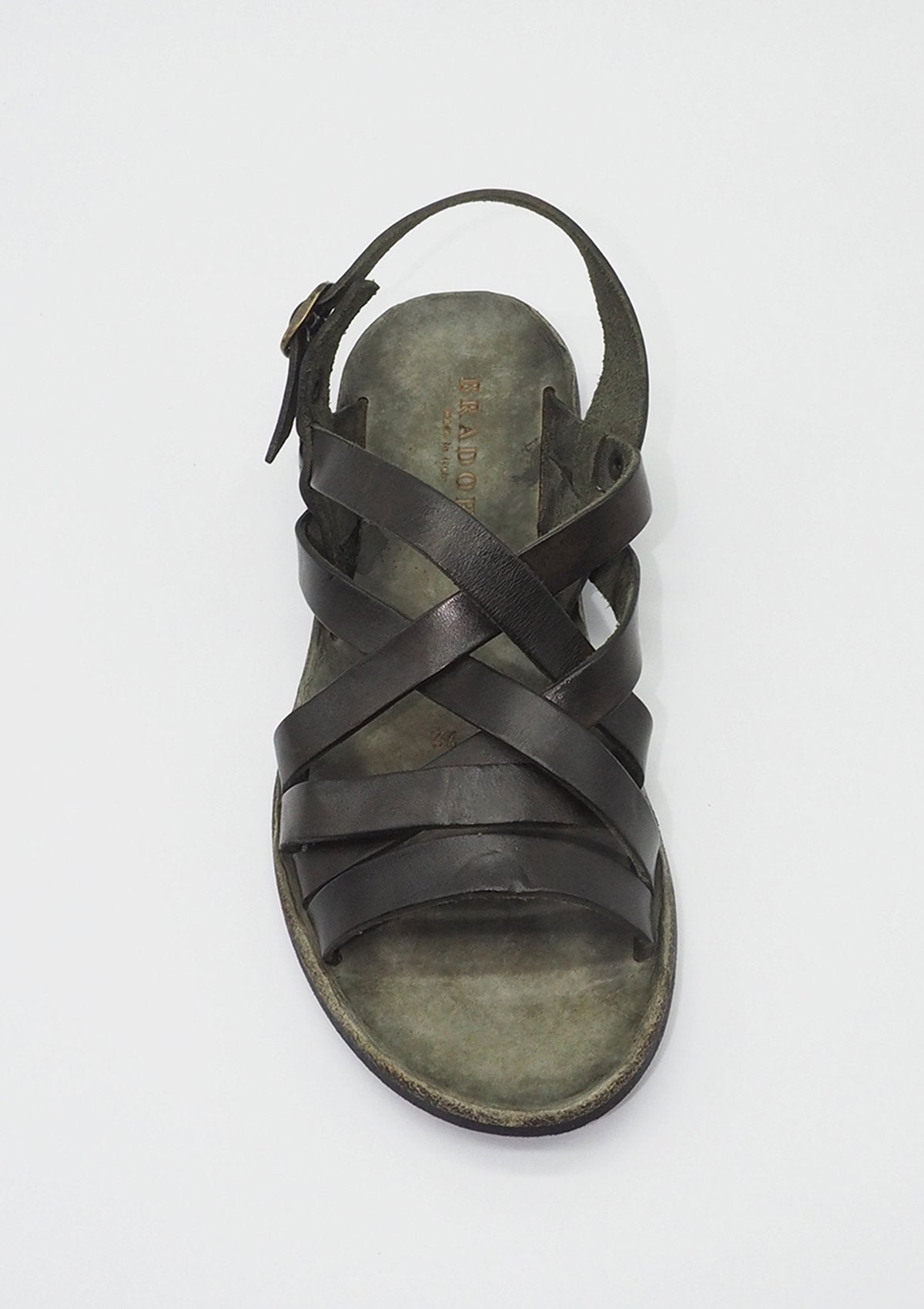 Damen Sandale in cooler Vintage-Optik Olivgrün Damen Sandalen Brador