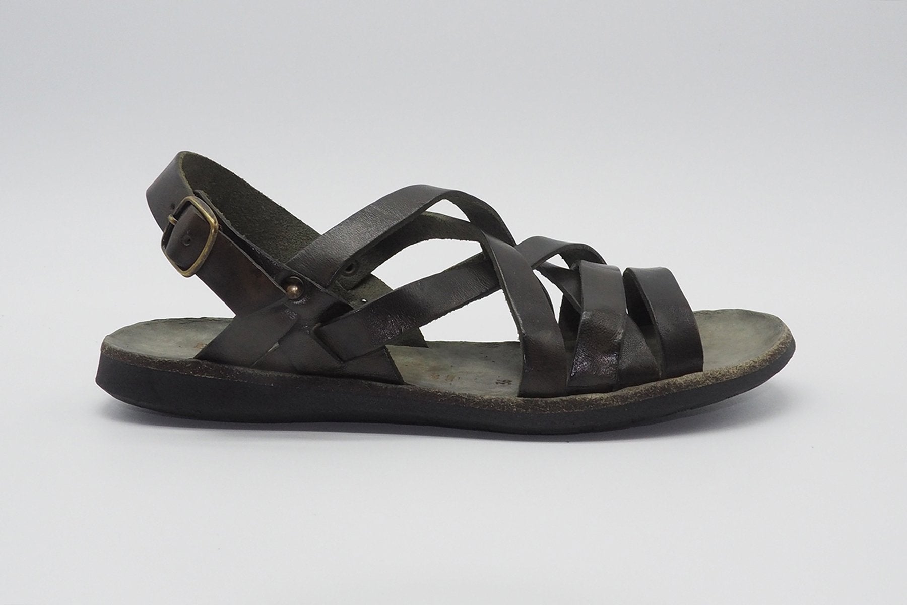 Damen Sandale in cooler Vintage-Optik Olivgrün Damen Sandalen Brador