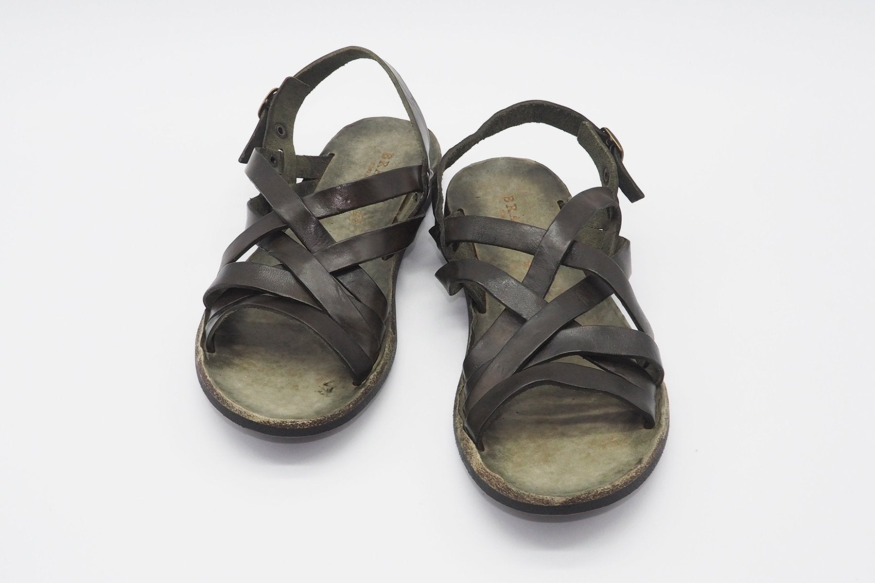 Damen Sandale in cooler Vintage-Optik Olivgrün Damen Sandalen Brador