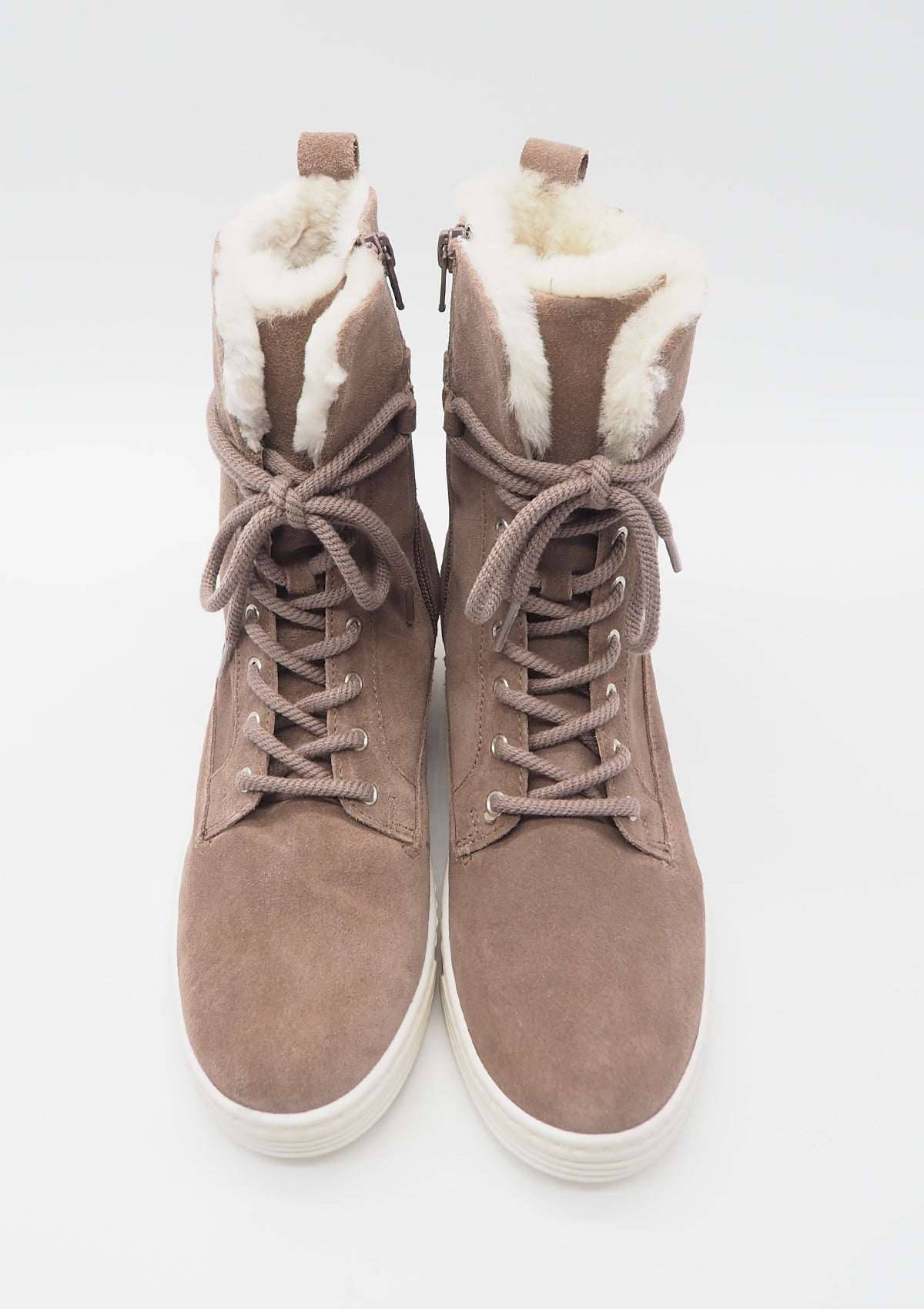 Damen Schnürboot aus Nubukleder in Darkrose - Innenfutter Lammfell Damen Schnürboots Gabor