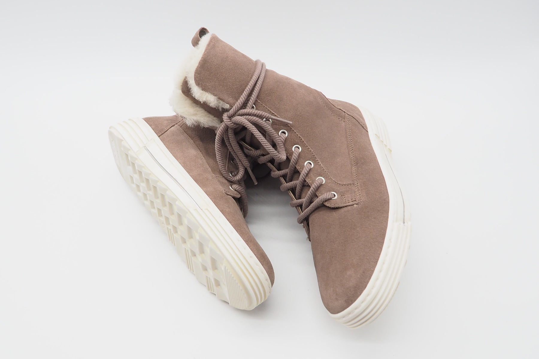 Damen Schnürboot aus Nubukleder in Darkrose - Innenfutter Lammfell Damen Schnürboots Gabor