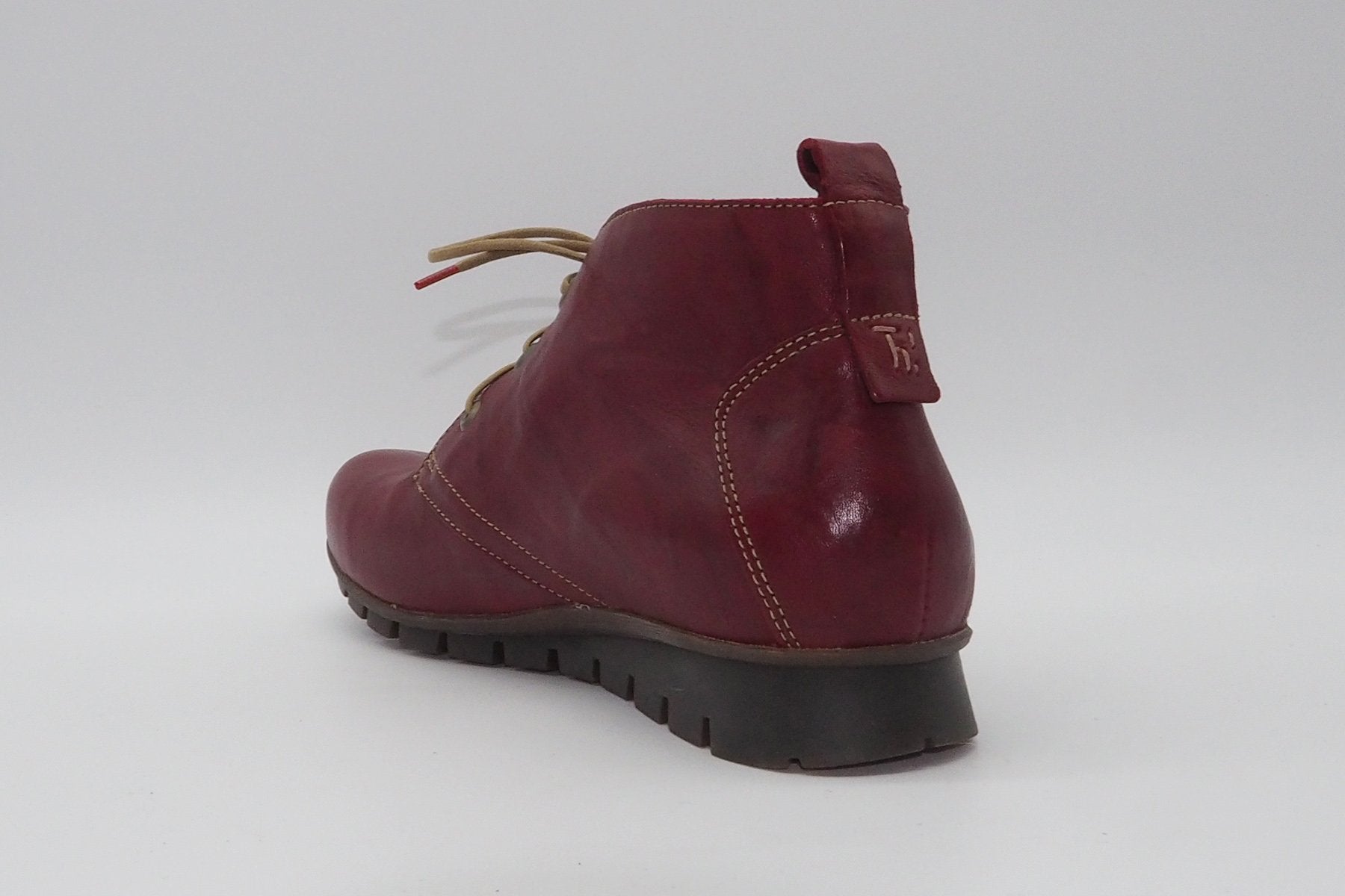 Damen Schnürbootie in ergonomischer Form aus Naturleder in Rot Damen Schnürboots Think