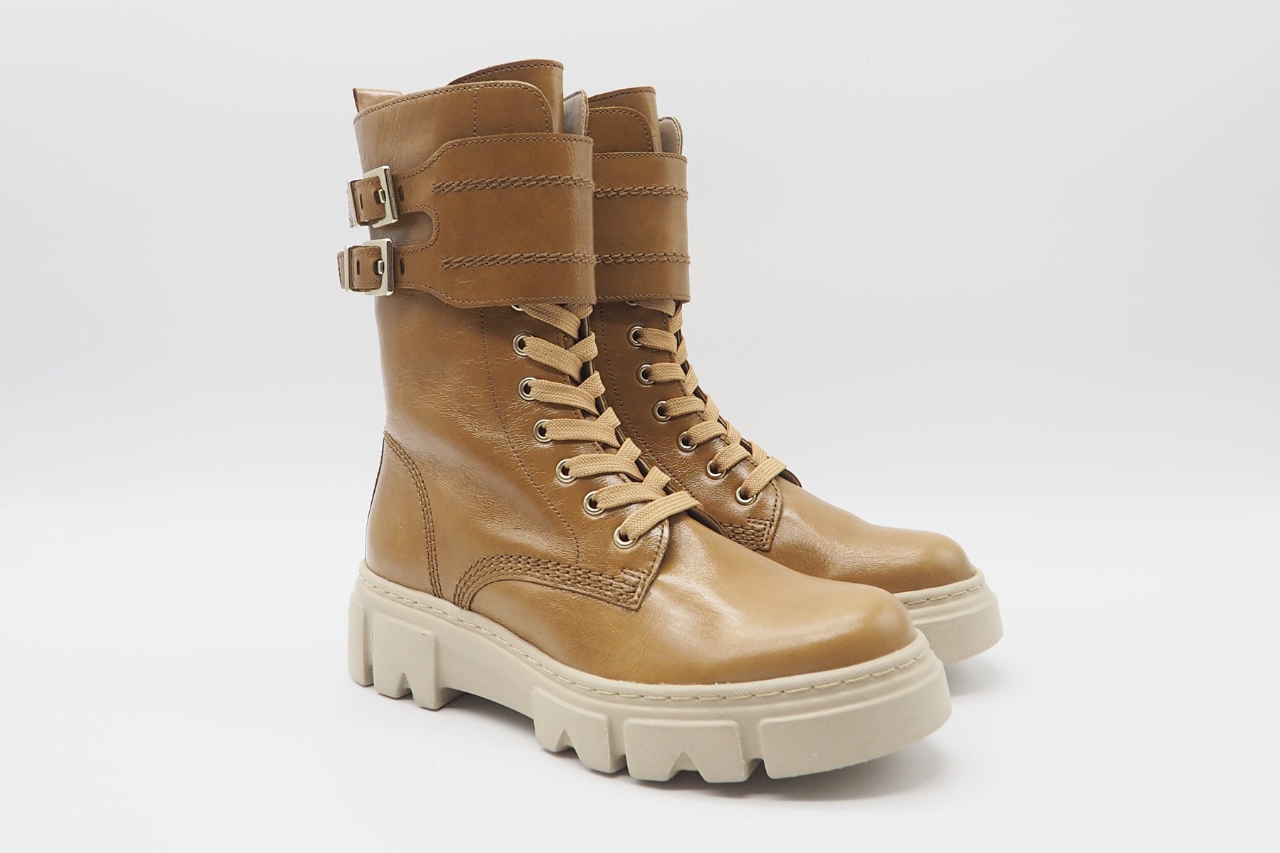 Damen Schnürboots aus Glatteder in Chino - Absatz 5cm Damen Schnürboots Gabor