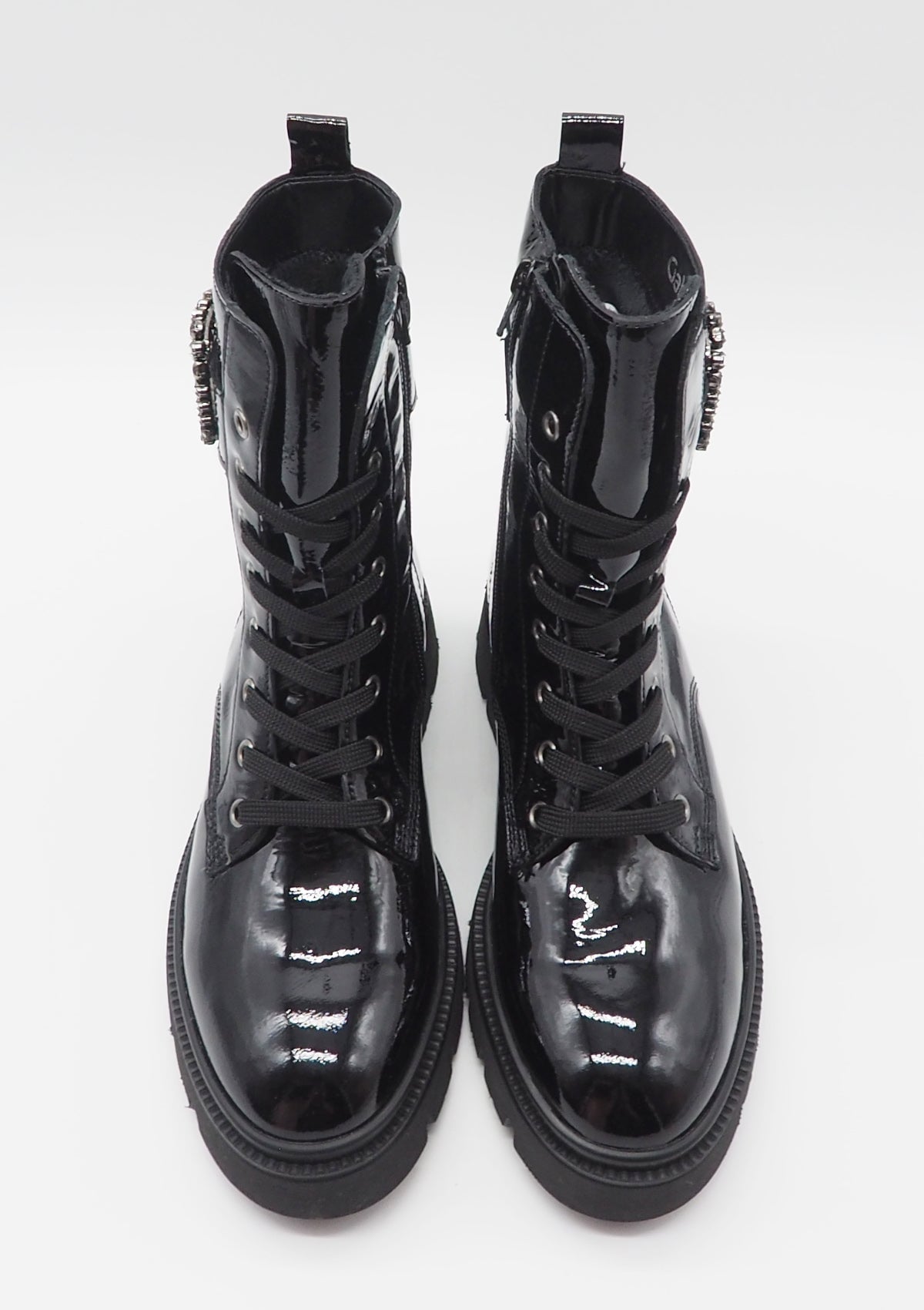 Damen Schnürboots aus Lackleder in Schwarz -Absatz 2cm Damen Schnürboots Gabor