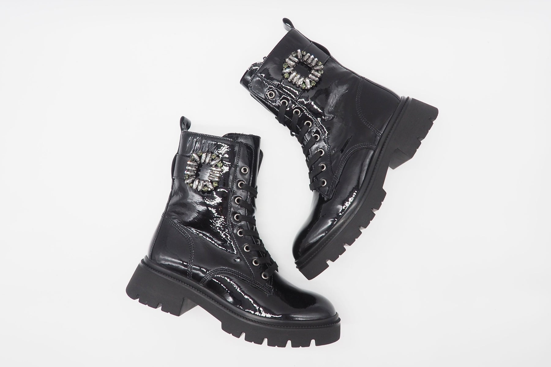 Damen Schnürboots aus Lackleder in Schwarz -Absatz 2cm Damen Schnürboots Gabor