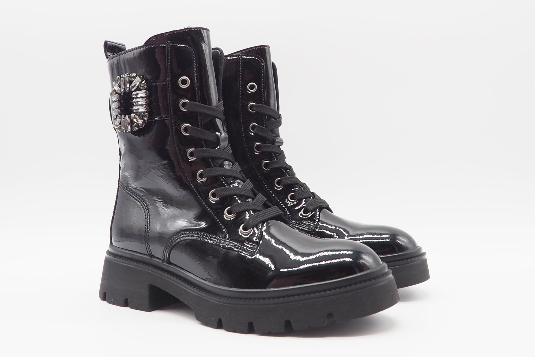 Gabor Damen Schnürboots aus Lackleder in Schwarz