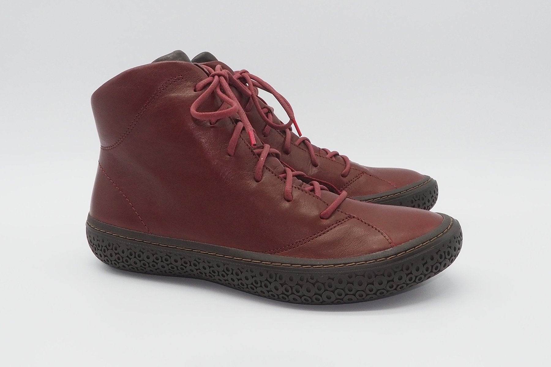 Damen Schnürboots aus Leder in Rot mit Naturfussbett Damen Schnürboots Think