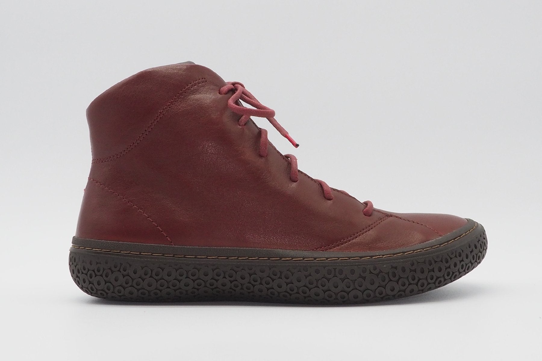 Damen Schnürboots aus Leder in Rot mit Naturfussbett Damen Schnürboots Think