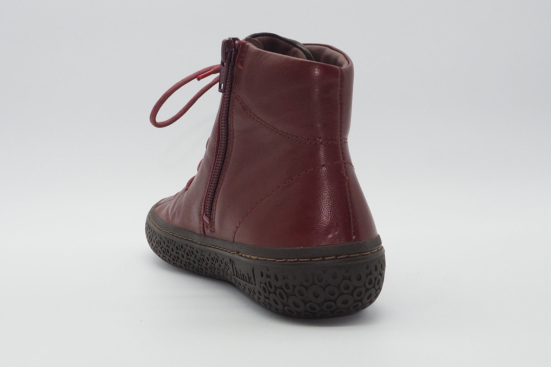 Damen Schnürboots aus Leder in Rot mit Naturfussbett Damen Schnürboots Think