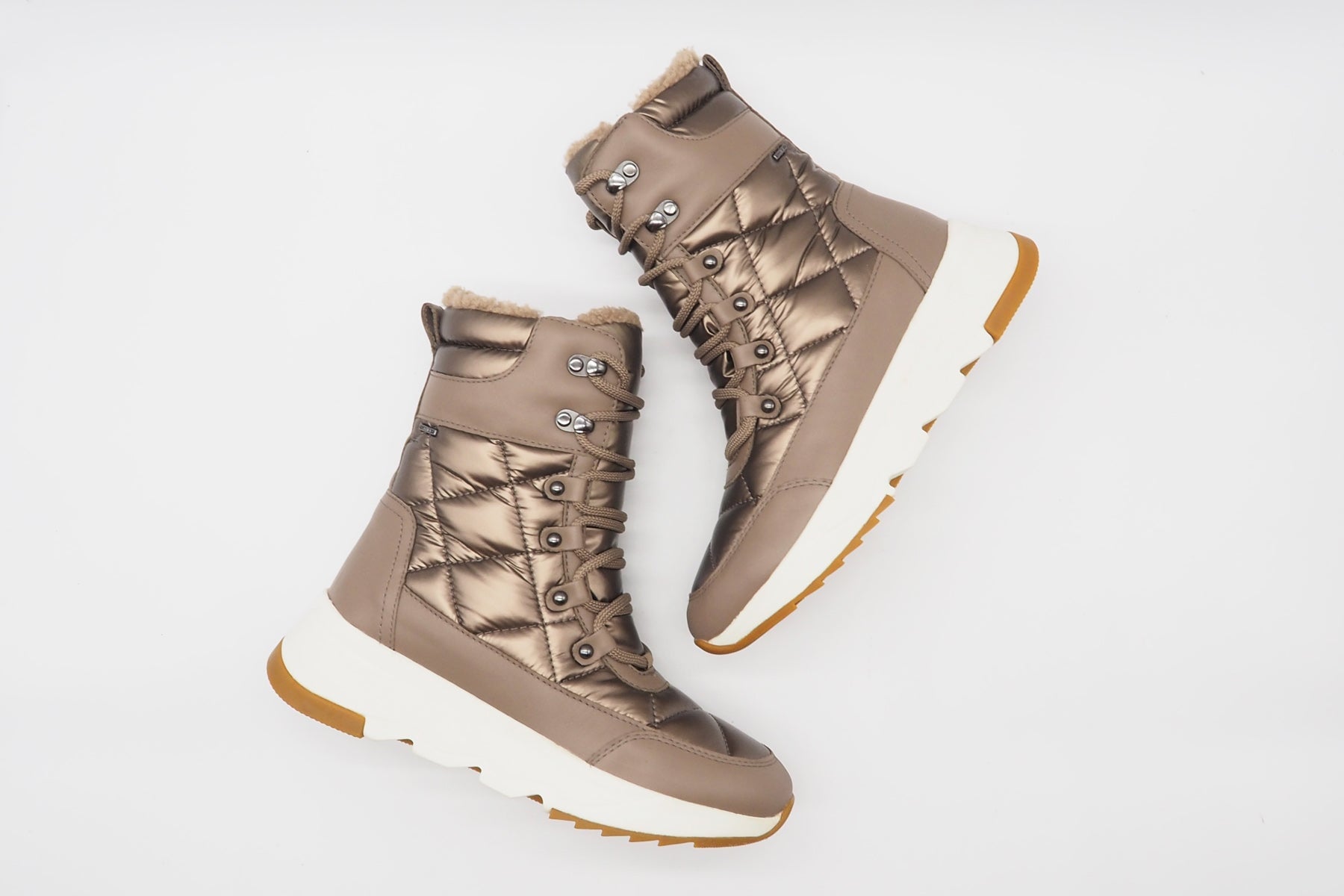 Damen Schnürboots aus Leder & Nylon in Braun - Wasserdicht Damen Schnürboots Geox