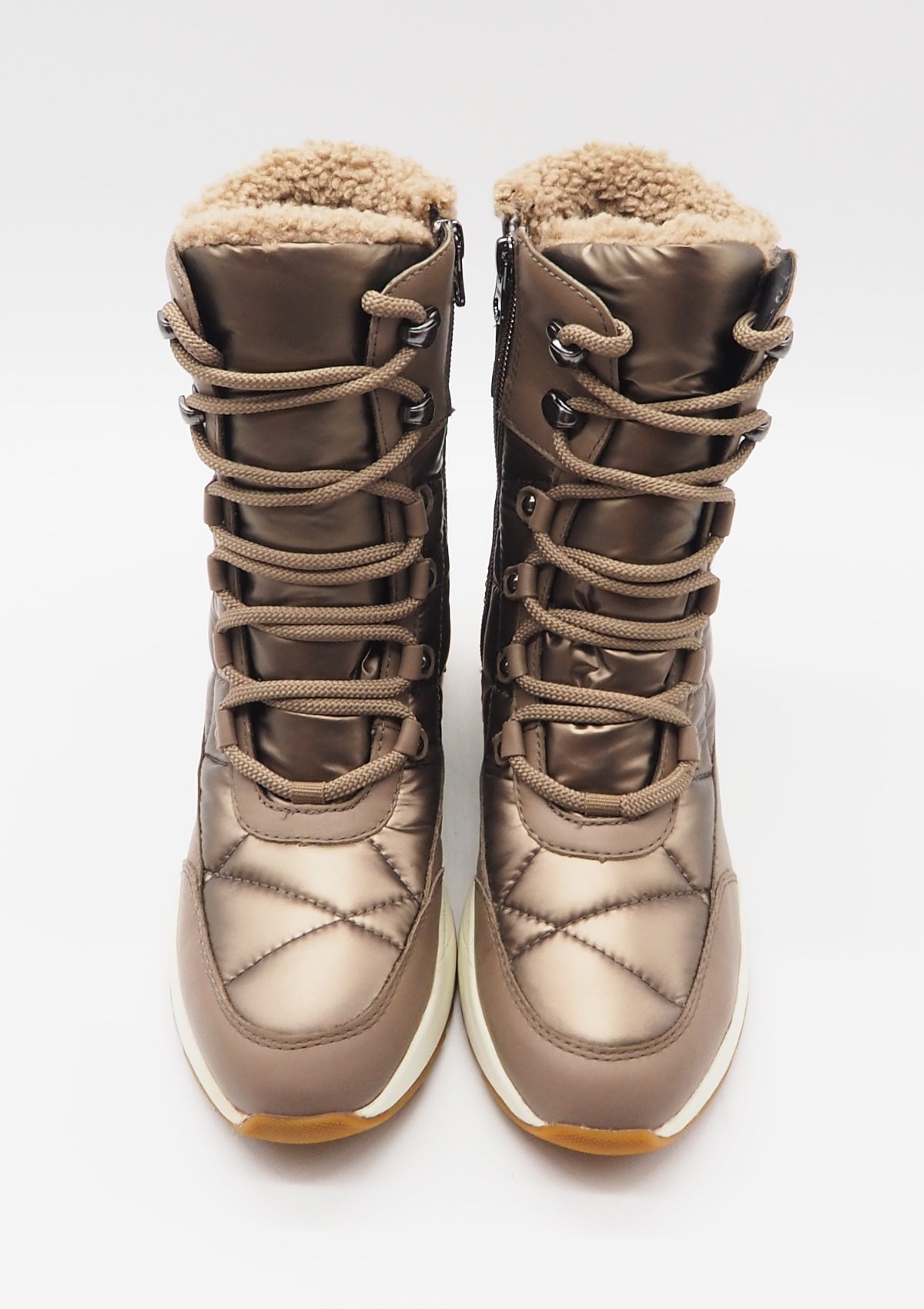 Damen Schnürboots aus Leder & Nylon in Braun - Wasserdicht Damen Schnürboots Geox