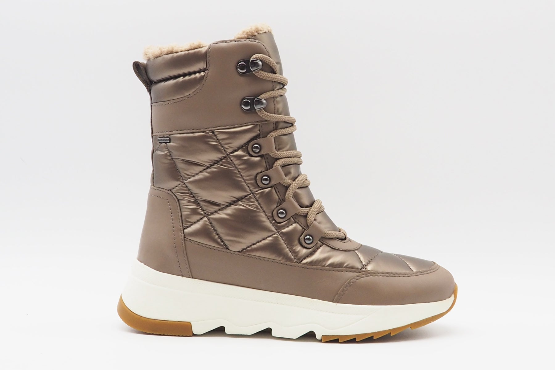 Damen Schnürboots aus Leder & Nylon in Braun - Wasserdicht Damen Schnürboots Geox