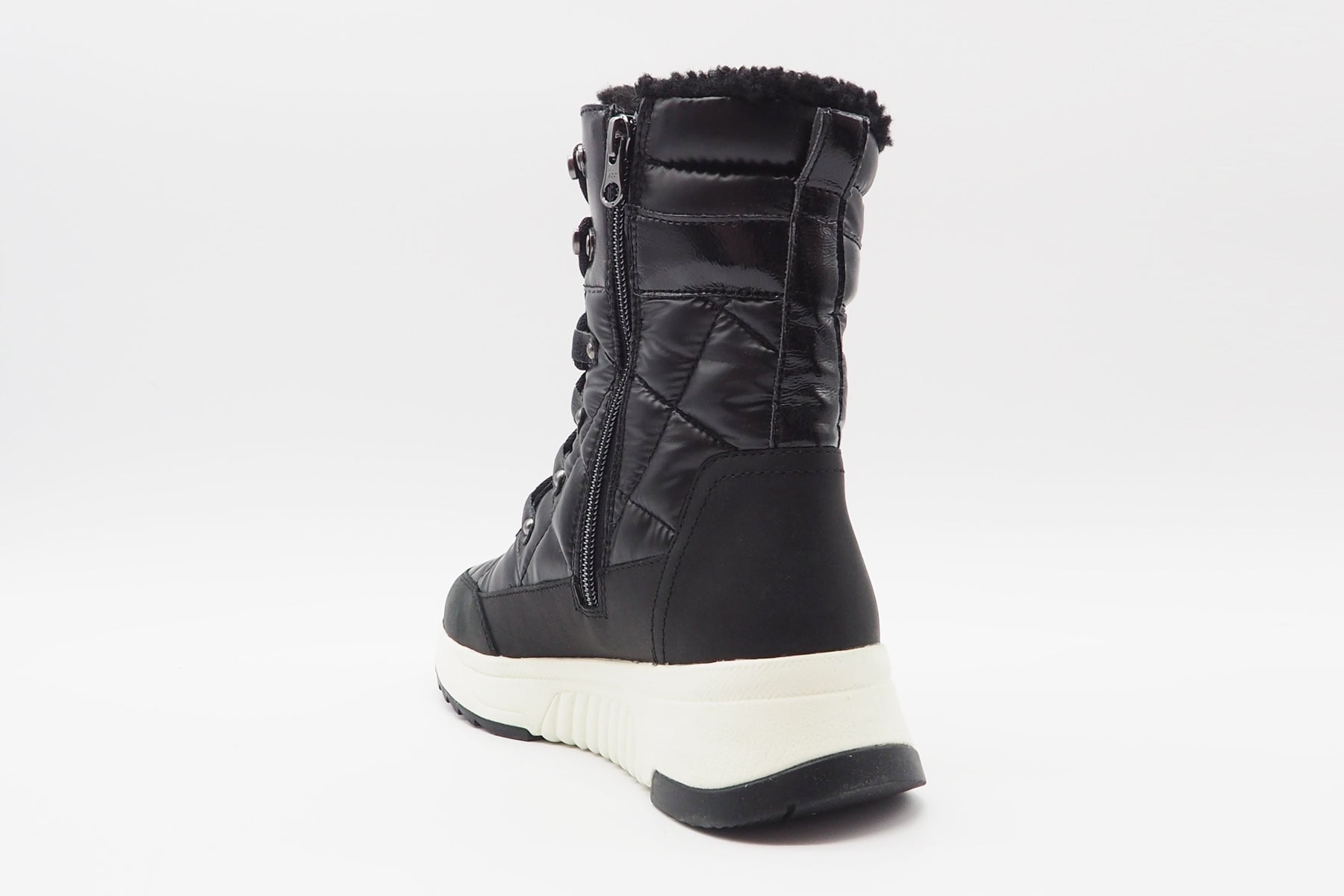 Damen Schnürboots aus Leder & Nylon in Schwarz - Wasserdicht Damen Schnürboots Geox