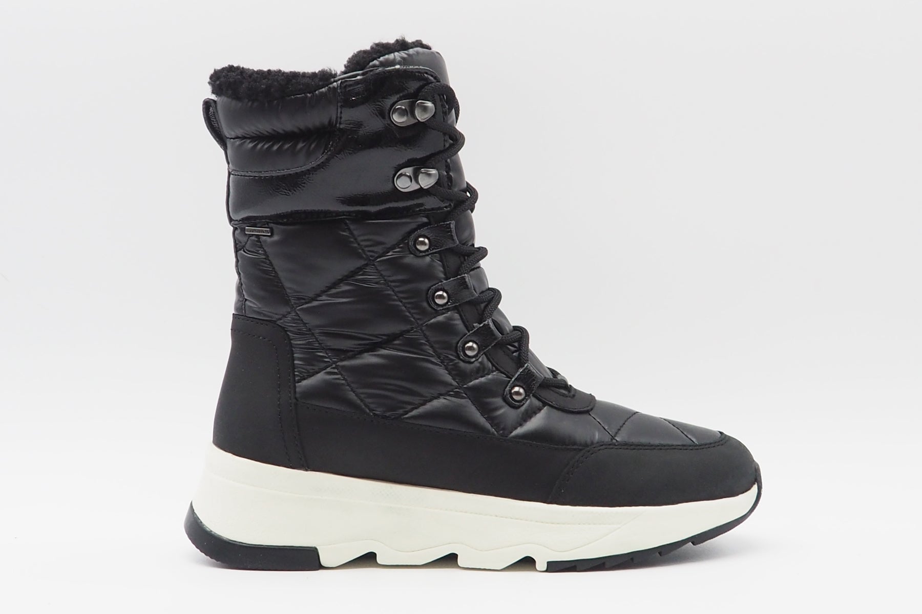 Damen Schnürboots aus Leder & Nylon in Schwarz - Wasserdicht Damen Schnürboots Geox