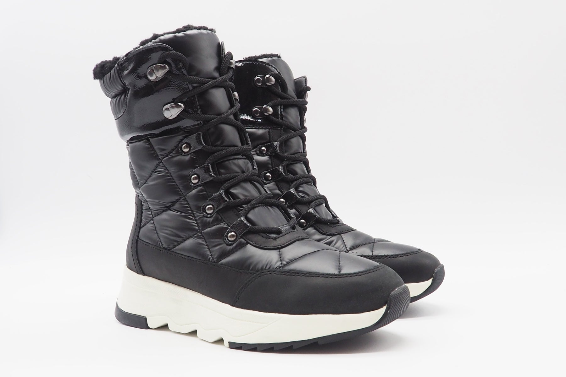 Damen Schnürboots aus Leder & Nylon in Schwarz - Wasserdicht Damen Schnürboots Geox