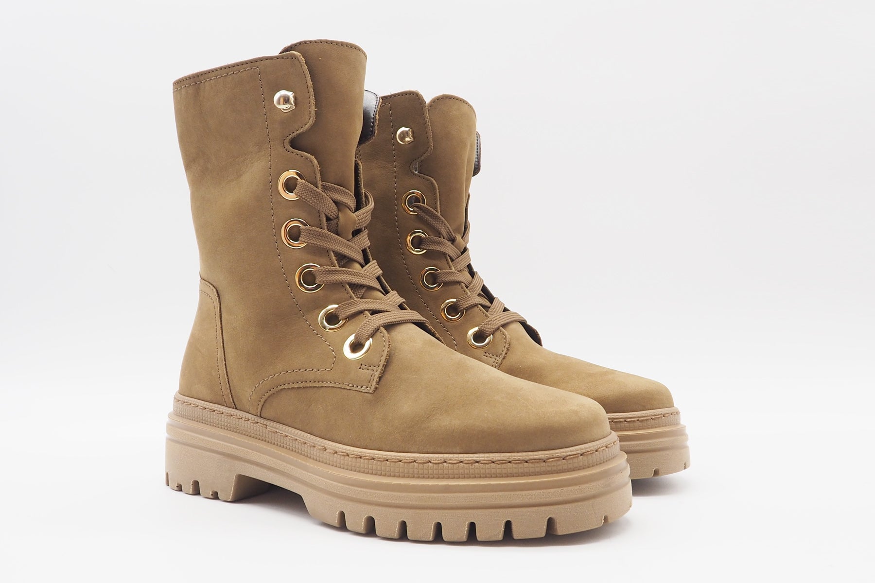 Damen Schnürboots aus Nubukleder in Caramel - Absatz 5cm Damen Schnürboots Gabor