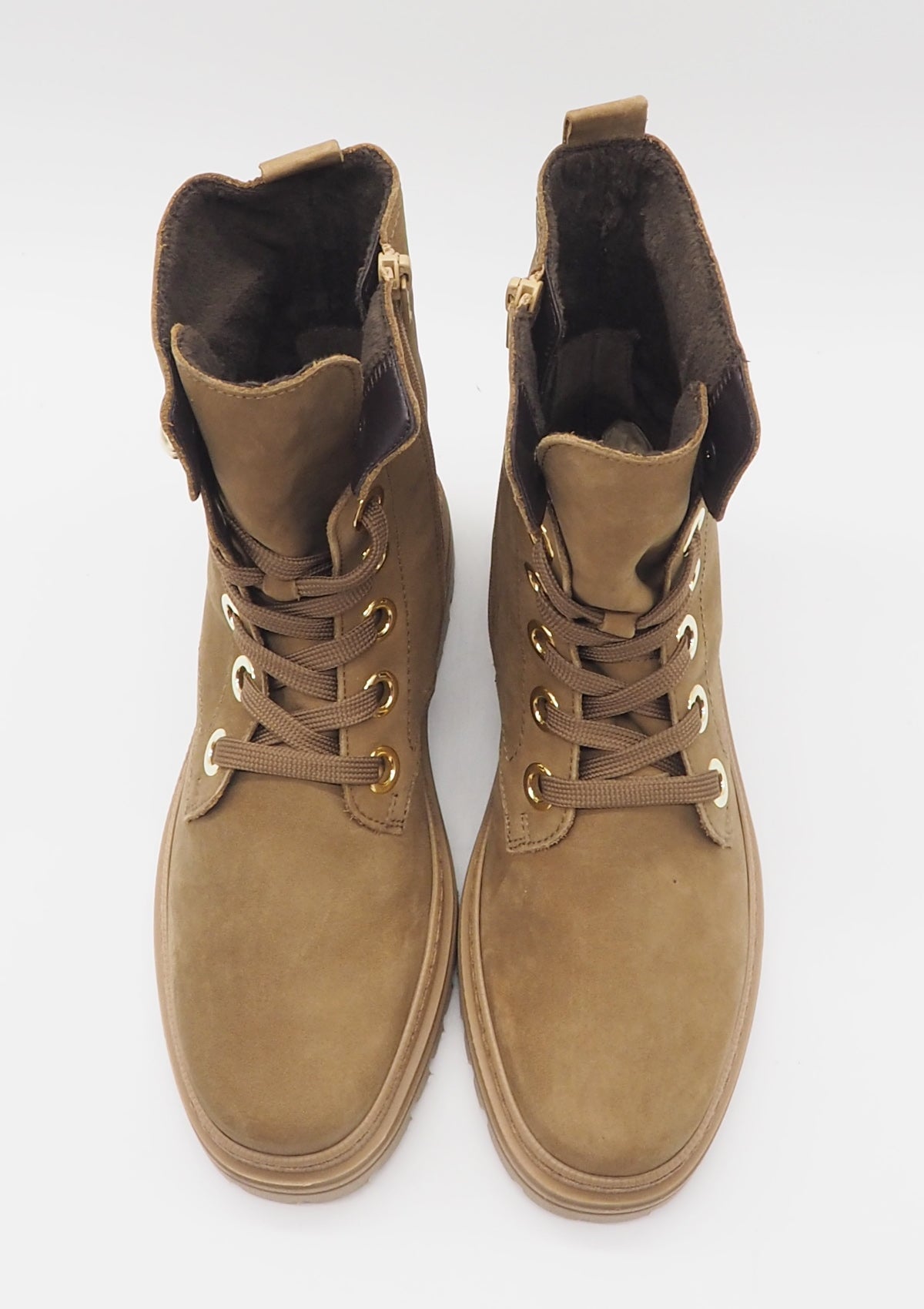 Damen Schnürboots aus Nubukleder in Caramel - Absatz 5cm Damen Schnürboots Gabor