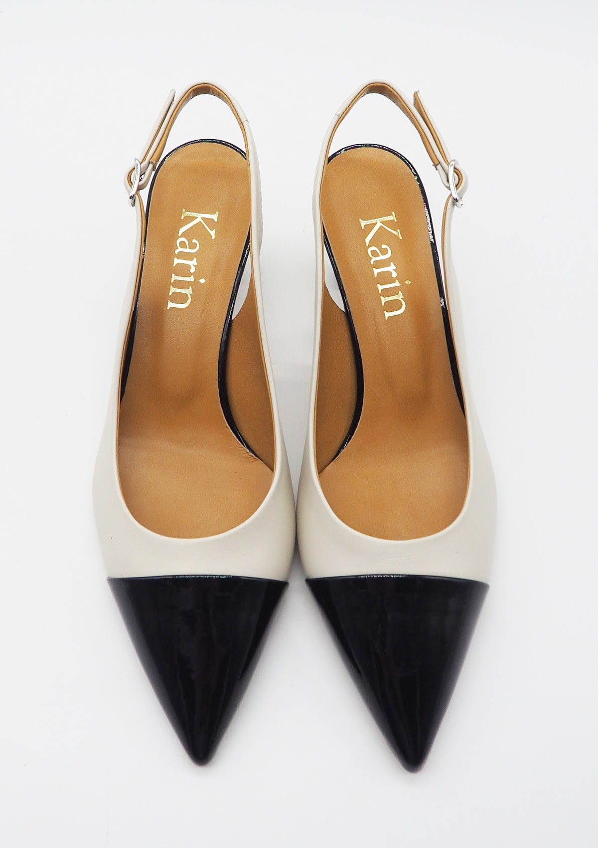 Damen Sling aus Glatt- & Lackleder in Creme & Dunkelblau - Absatz 5,5cm Damen Pumps & Slings Karin