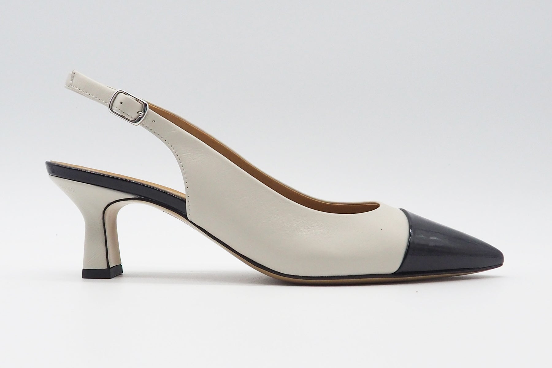 Damen Sling aus Glatt- & Lackleder in Creme & Dunkelblau - Absatz 5,5cm Damen Pumps & Slings Karin
