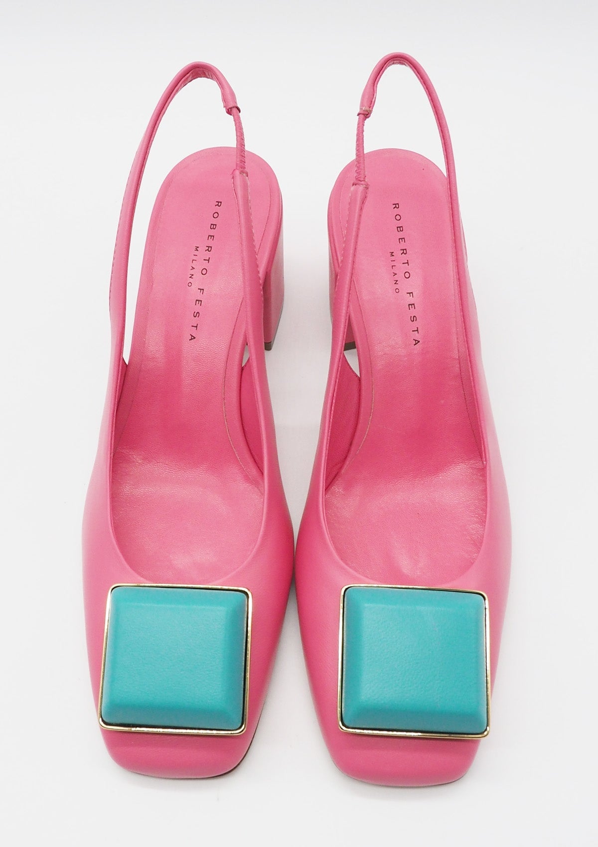 Damen Sling aus Glattleder in Pink mit Stein - Absatz 6,5cm - Gaby Damen Pumps & Slings Roberto Festa