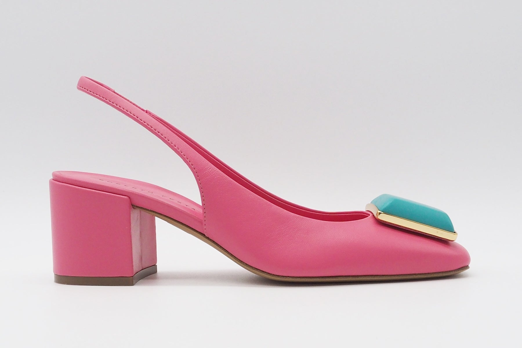 Damen Sling aus Glattleder in Pink mit Stein - Absatz 6,5cm - Gaby Damen Pumps & Slings Roberto Festa