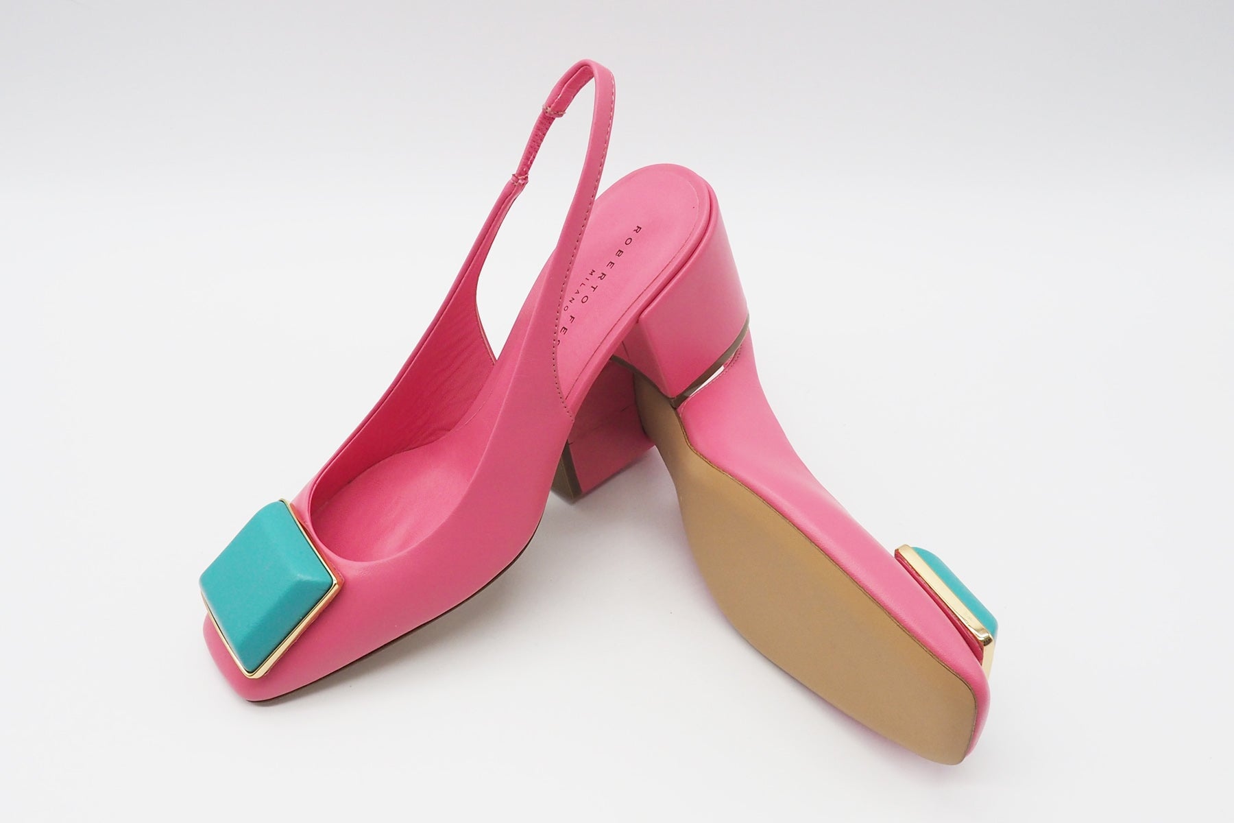 Damen Sling aus Glattleder in Pink mit Stein - Absatz 6,5cm - Gaby Damen Pumps & Slings Roberto Festa