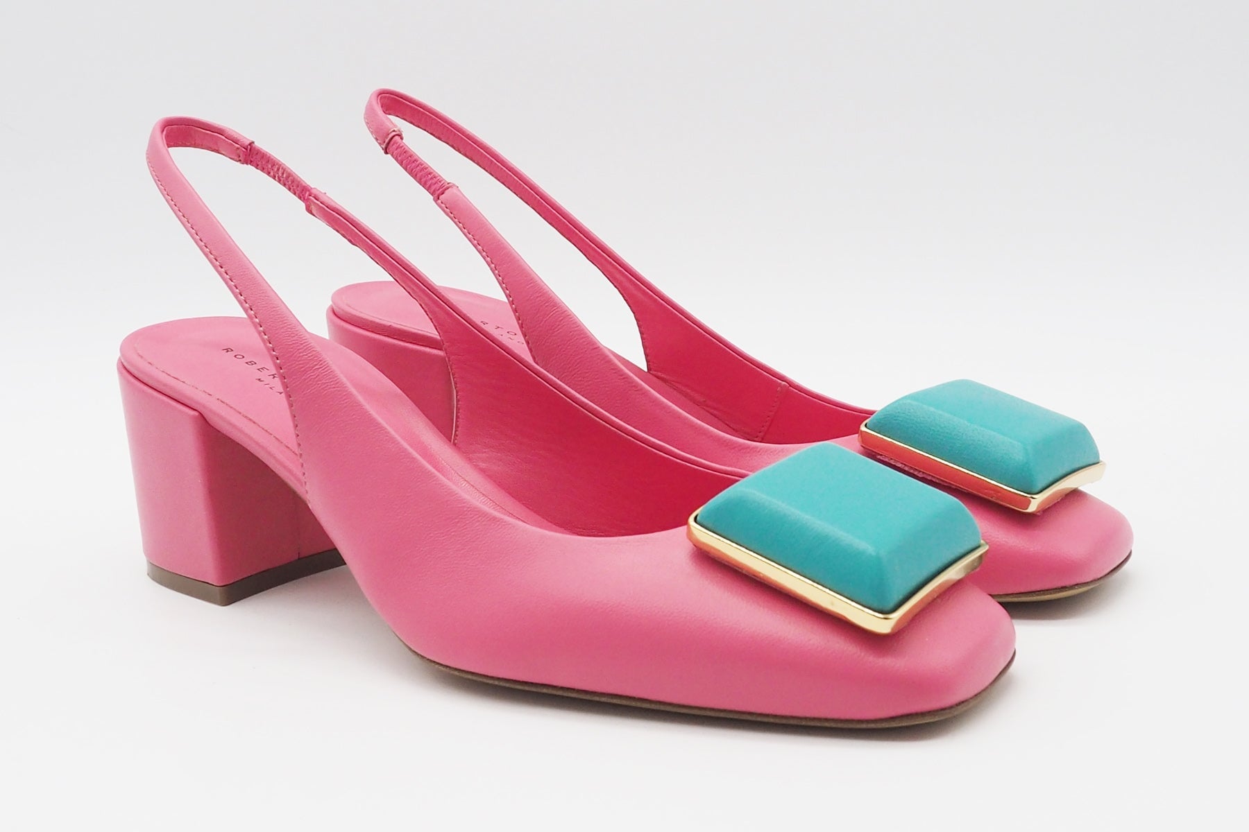 Damen Sling aus Glattleder in Pink mit Stein - Absatz 6,5cm - Gaby Damen Pumps & Slings Roberto Festa