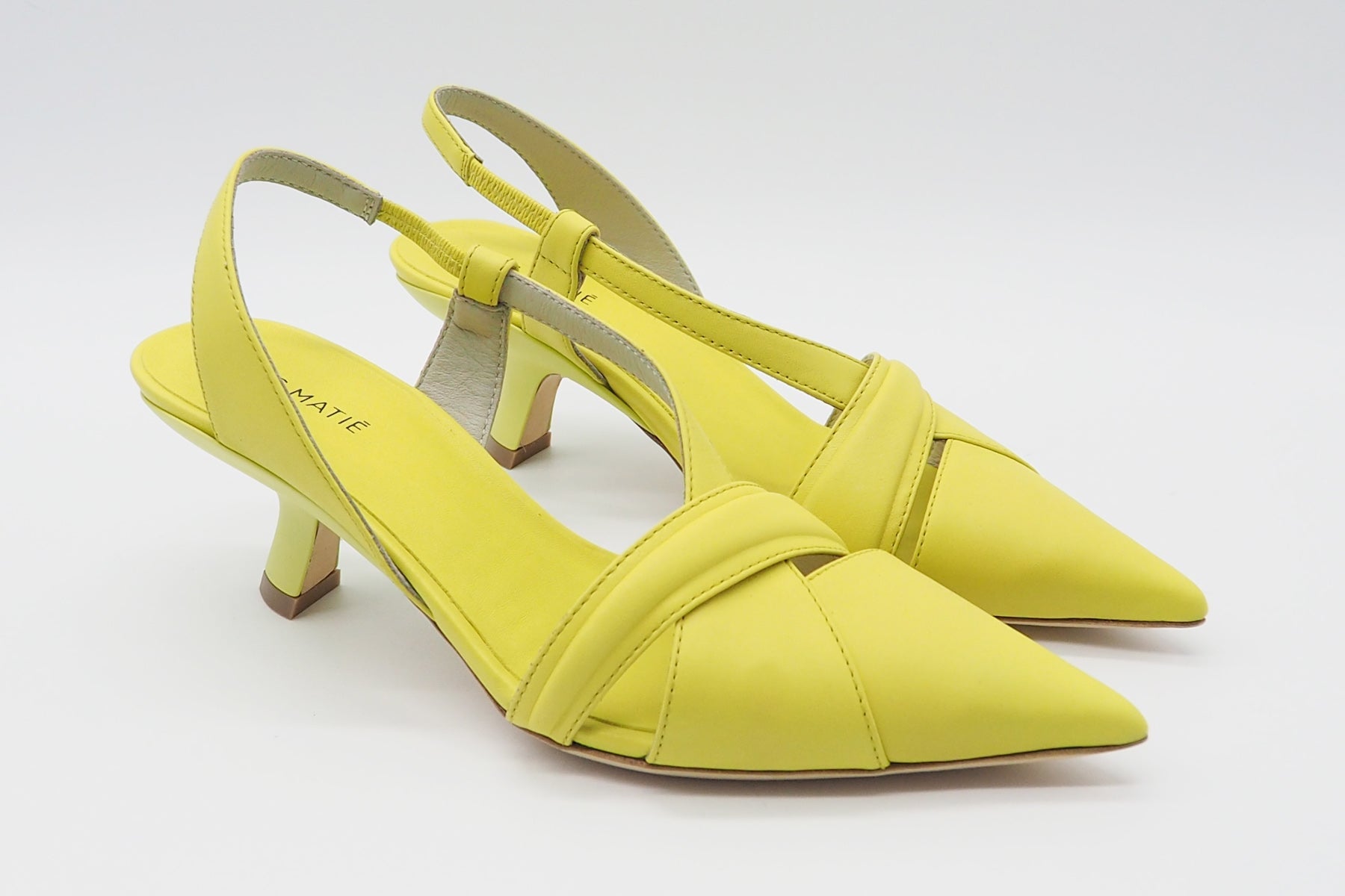 Damen Sling aus Glattleder in Zitronengelb - Absatz 6cm - Chanel Slash Damen Pumps & Slings Vic Matié