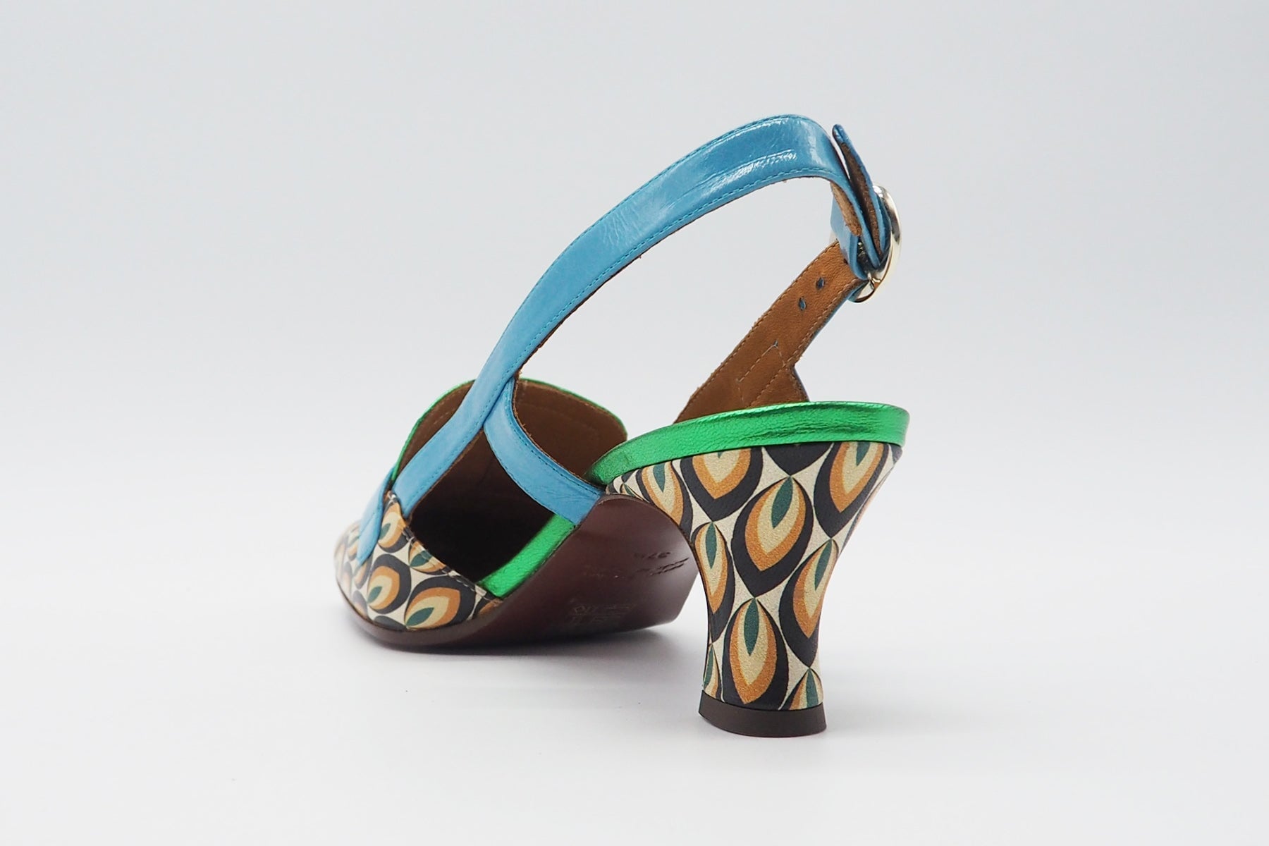 Damen Sling aus Leder & Metallicleder in Multicolor, Blau & Grün - Absatz 6cm Damen Pumps & Slings Chie Mihara