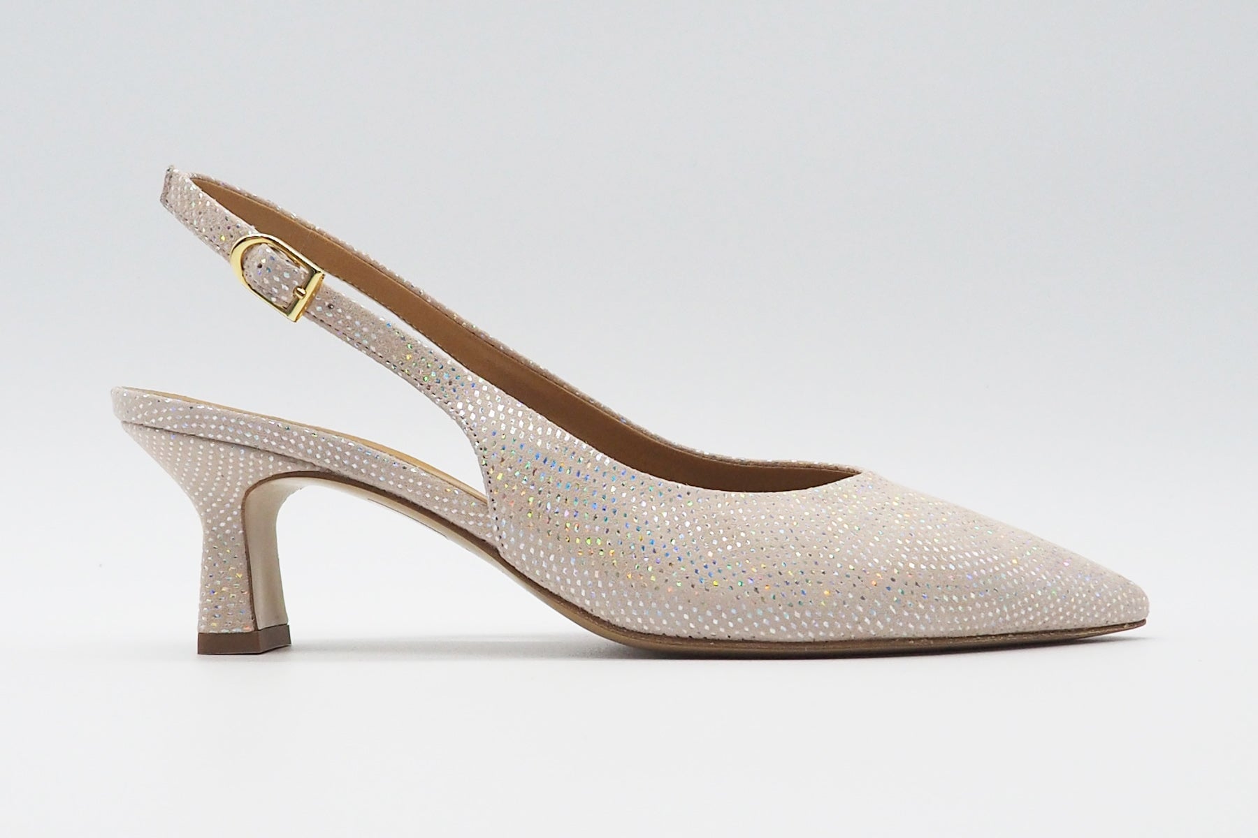 Damen Sling aus Nubukleder in Nude mit Glitter - Absatz 5,5cm Damen Pumps & Slings Karin