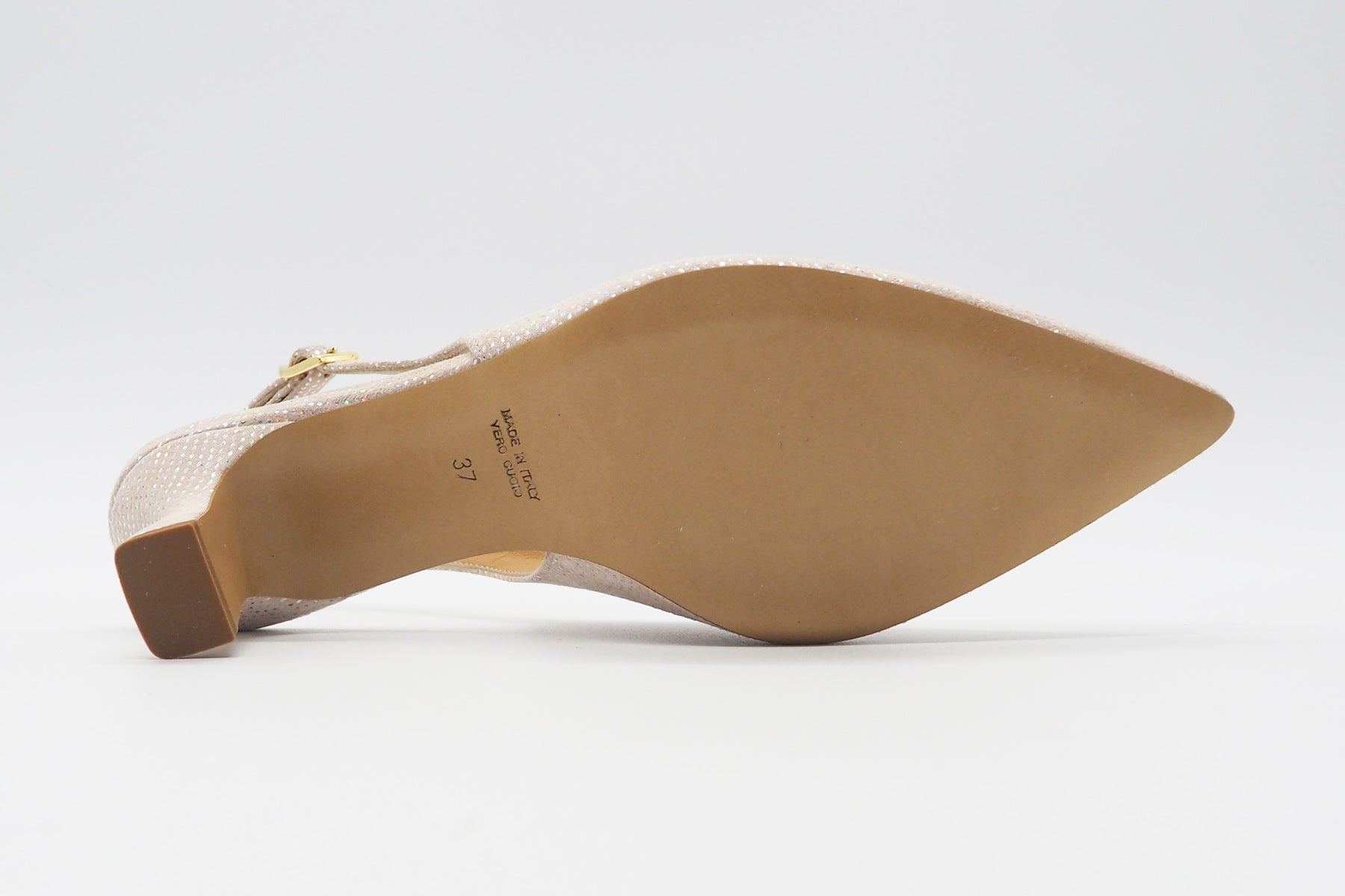 Damen Sling aus Nubukleder in Nude mit Glitter - Absatz 5,5cm Damen Pumps & Slings Karin