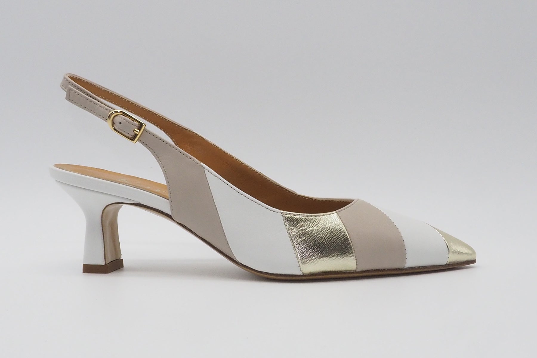 Damen Sling-Pumps aus Leder & Metallicleder in Gold, Weiß & Tope Damen Pumps & Slings Karin