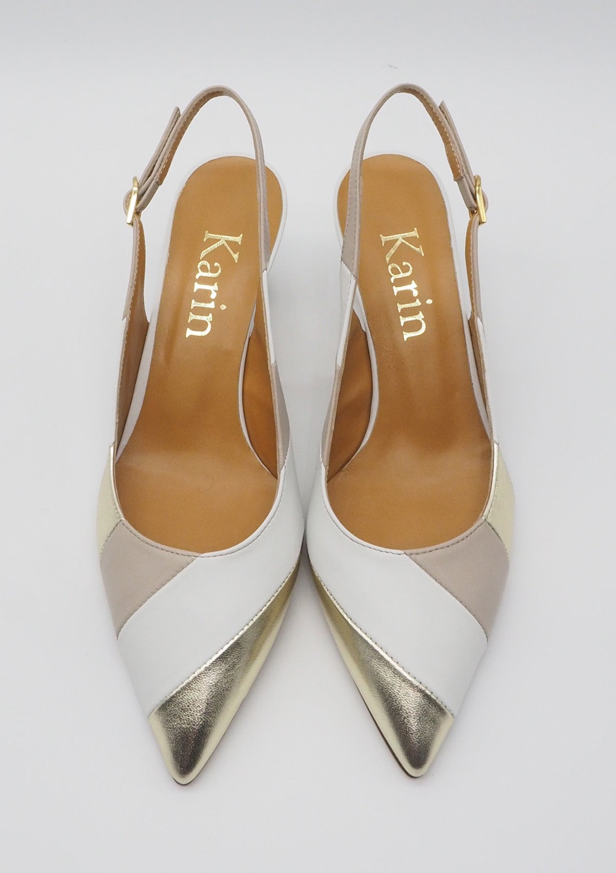 Damen Sling-Pumps aus Leder & Metallicleder in Gold, Weiß & Tope Damen Pumps & Slings Karin