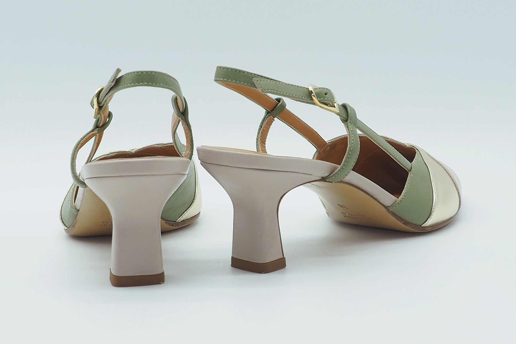 Damen Sling-Pumps aus Leder & Metallicleder in Tope, Gold & Grün Damen Pumps & Slings Karin