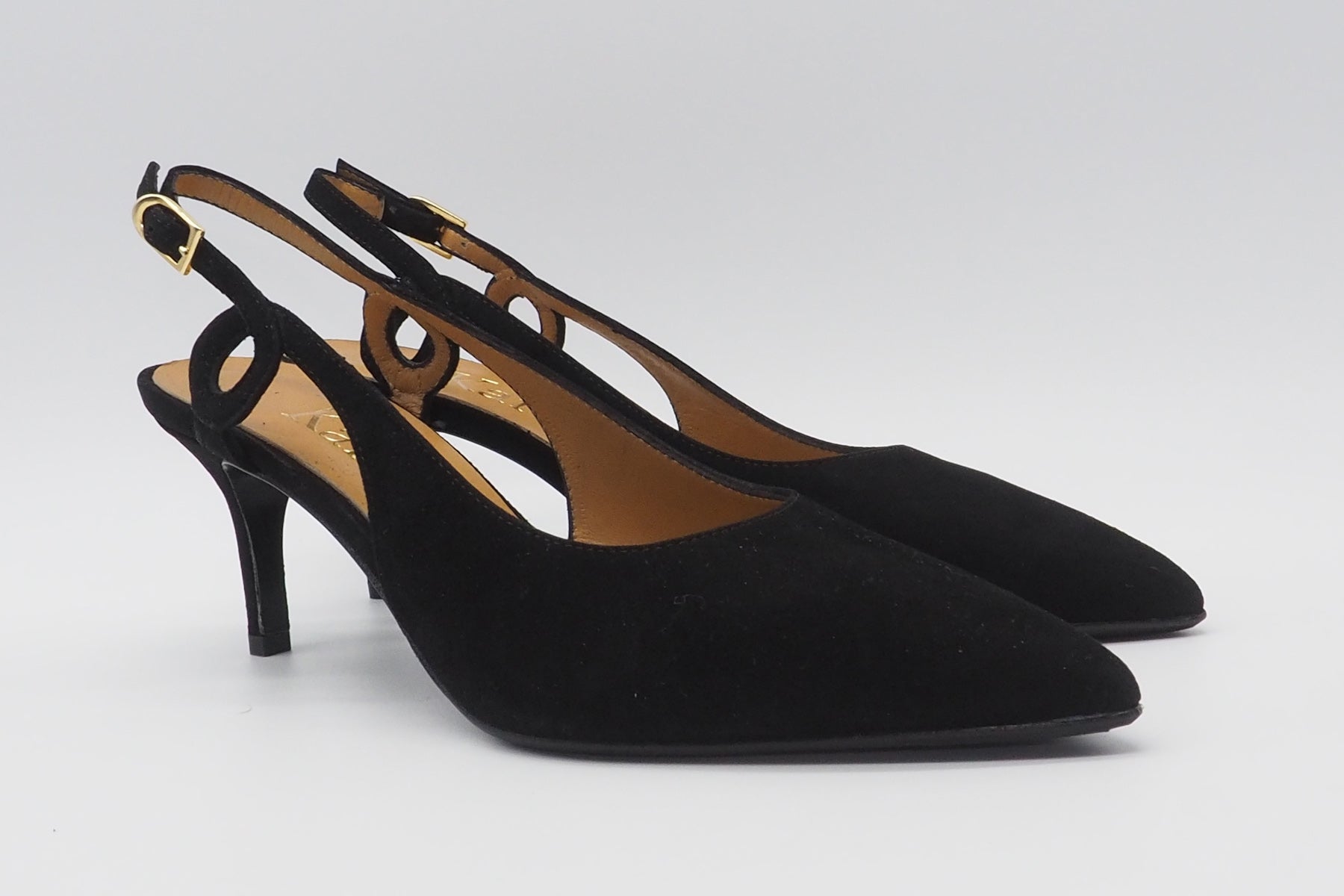 Damen Sling-Pumps aus Veloursleder in Schwarz Damen Pumps & Slings Karin
