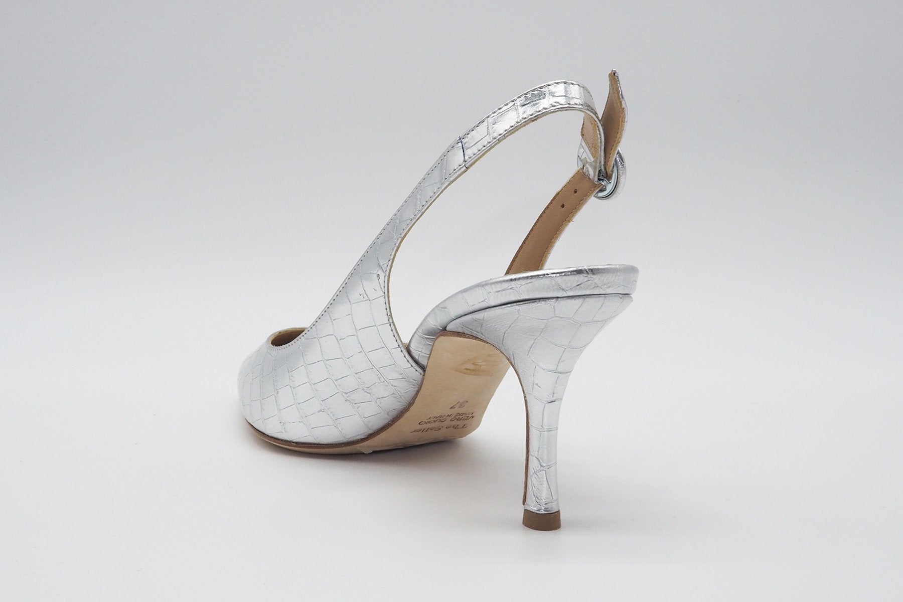 Damen Slingback-Pumps in cooler Reptilprägung Silber Damen Pumps & Slings The Seller