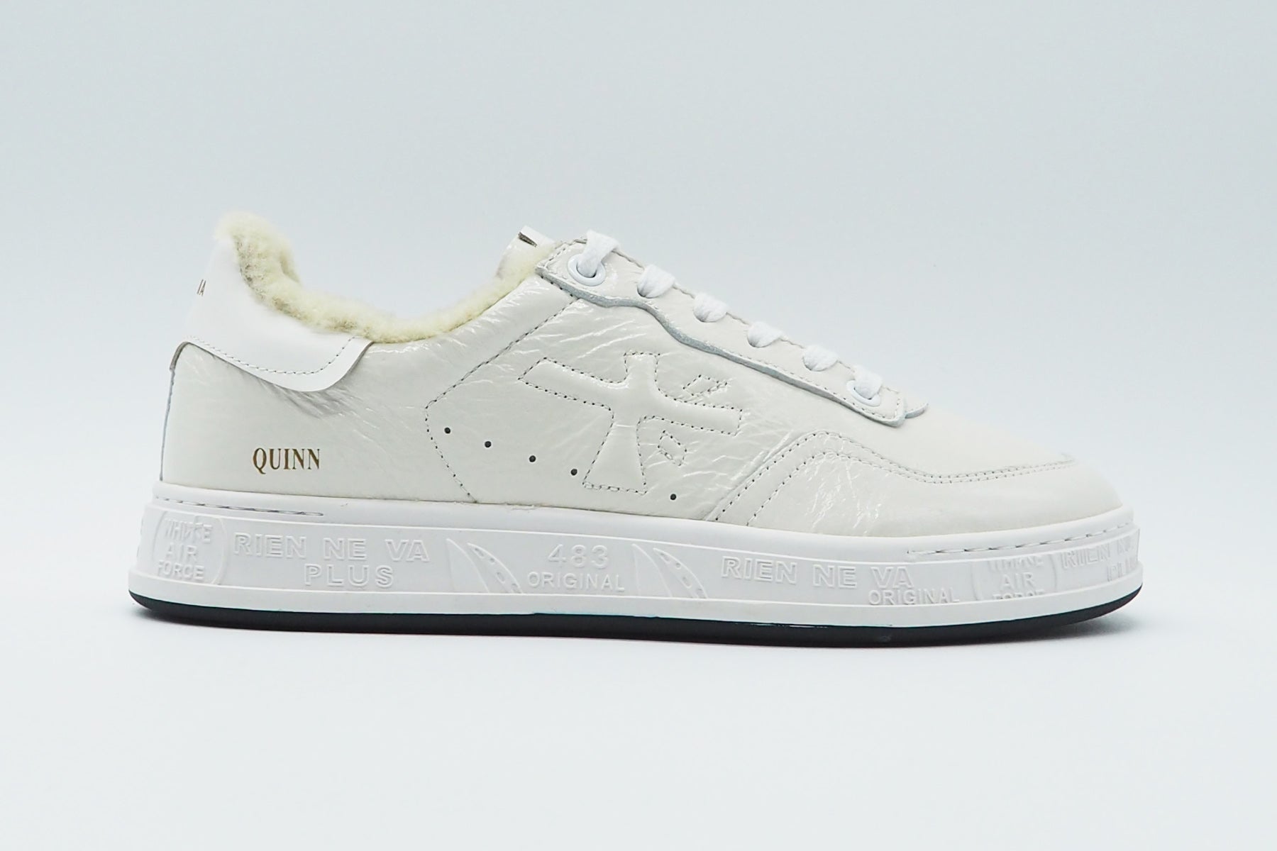 Damen Sneaker aus Glanzleder in Offwhite mit Lammfell Damen Sneaker Premiata