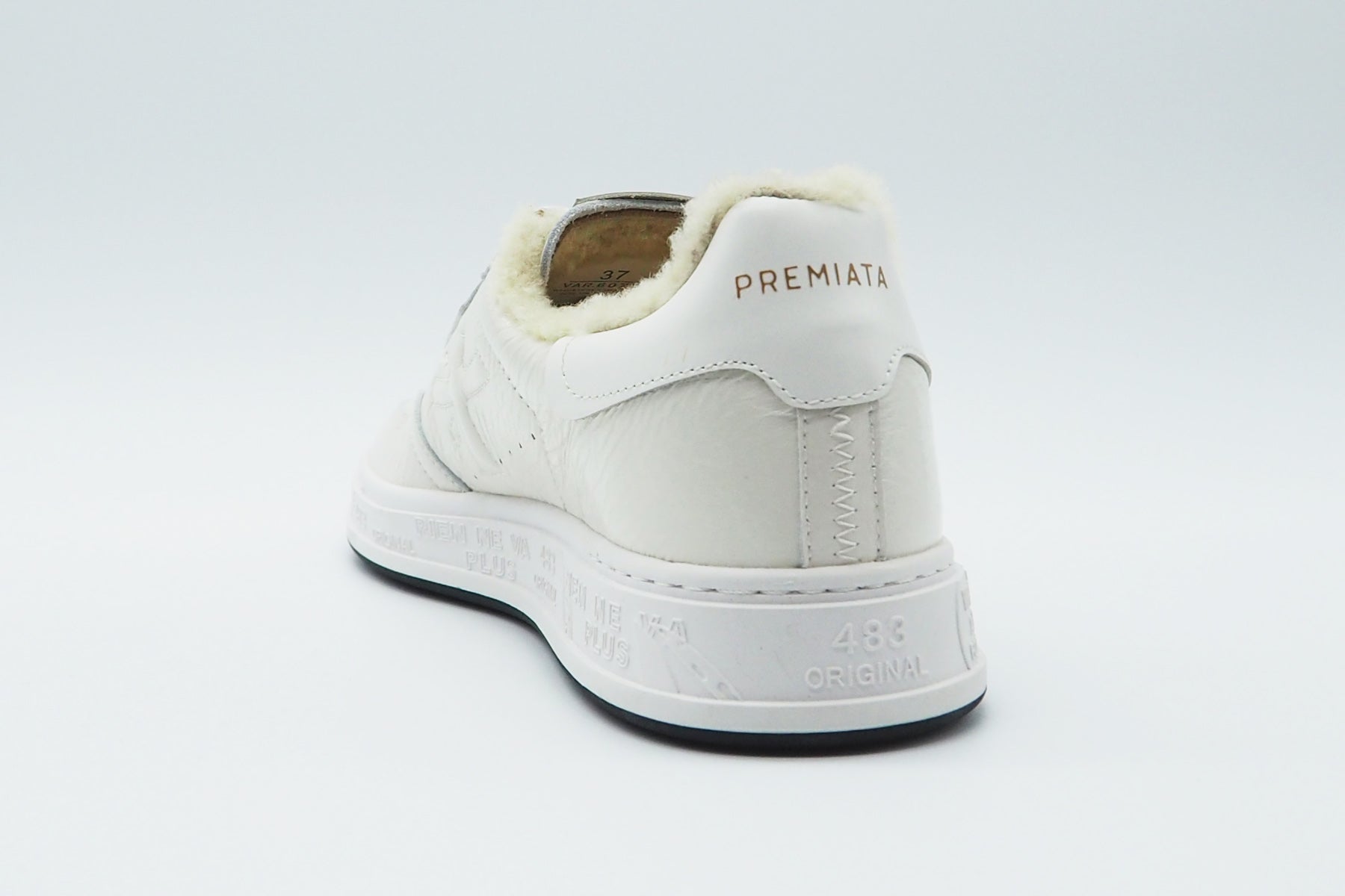 Damen Sneaker aus Glanzleder in Offwhite mit Lammfell Damen Sneaker Premiata