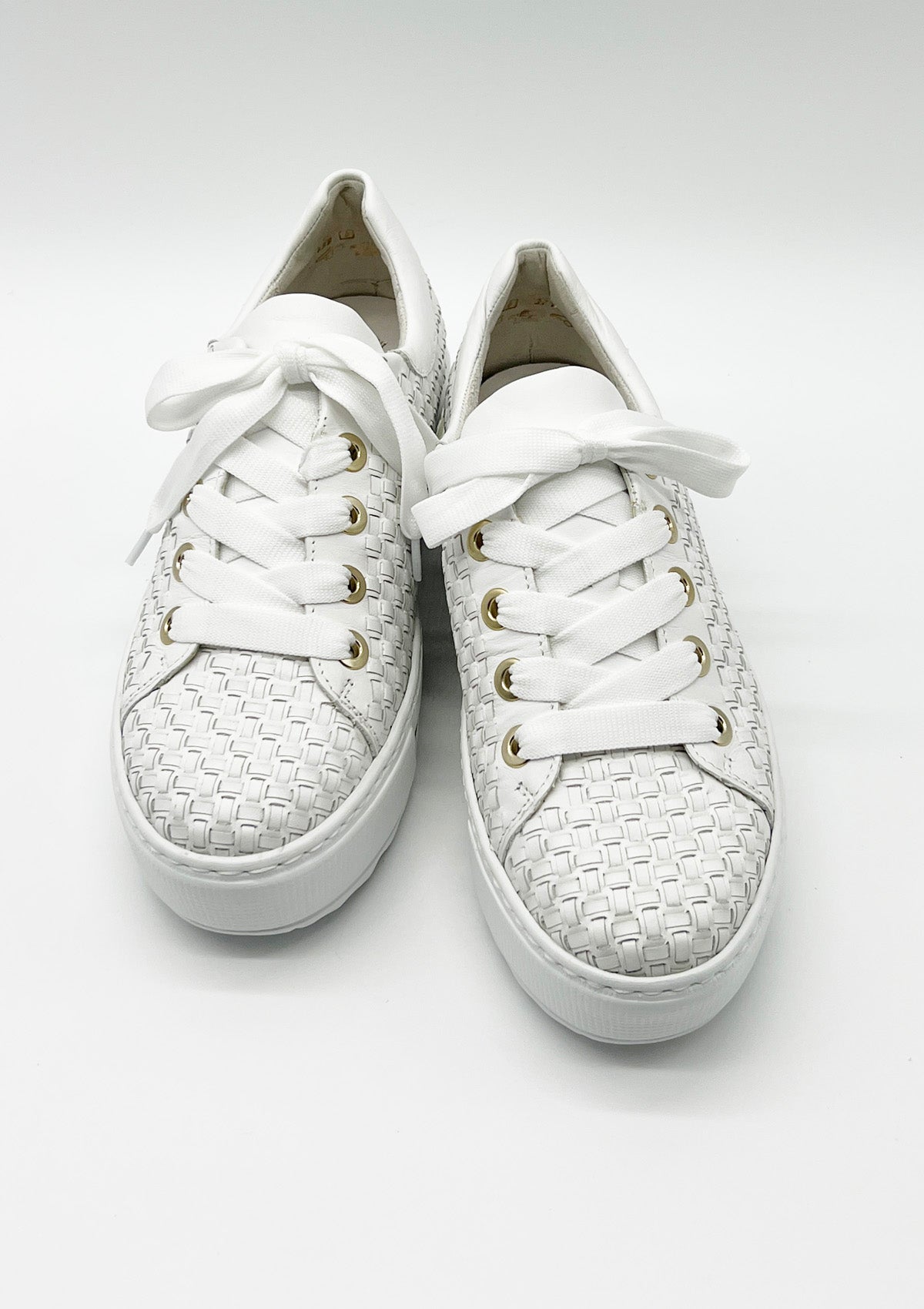 Damen Sneaker aus Leder & Metallicleder in Weiß & Gold Damen Sneakers Gabor