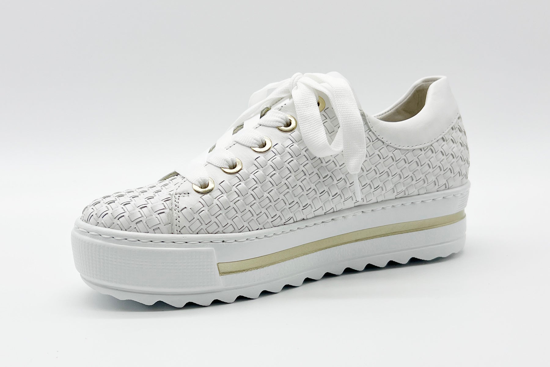 Damen Sneaker aus Leder & Metallicleder in Weiß & Gold Damen Sneakers Gabor
