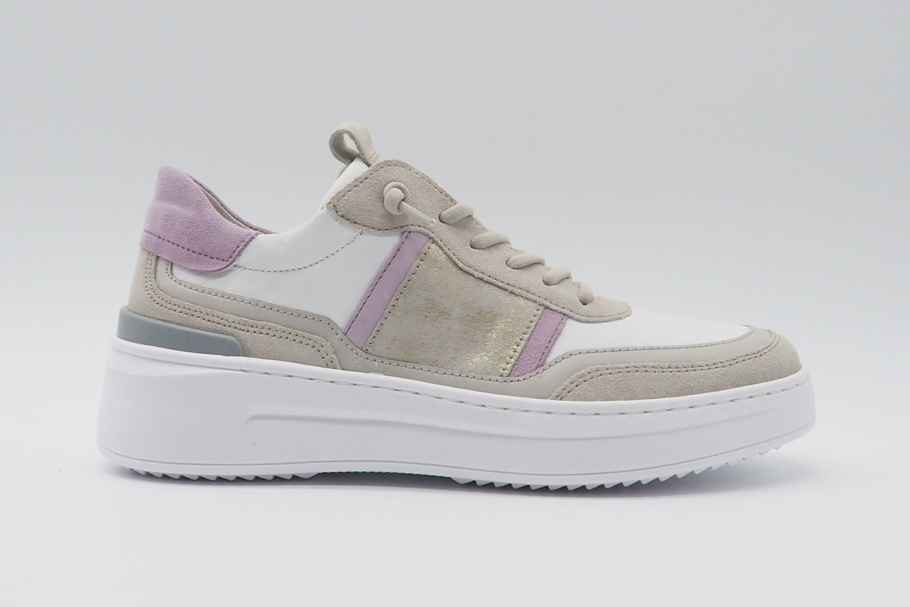 Damen Sneaker aus Leder & Veloursleder in Sand, Weiß & Lila Damen Sneaker Gabor