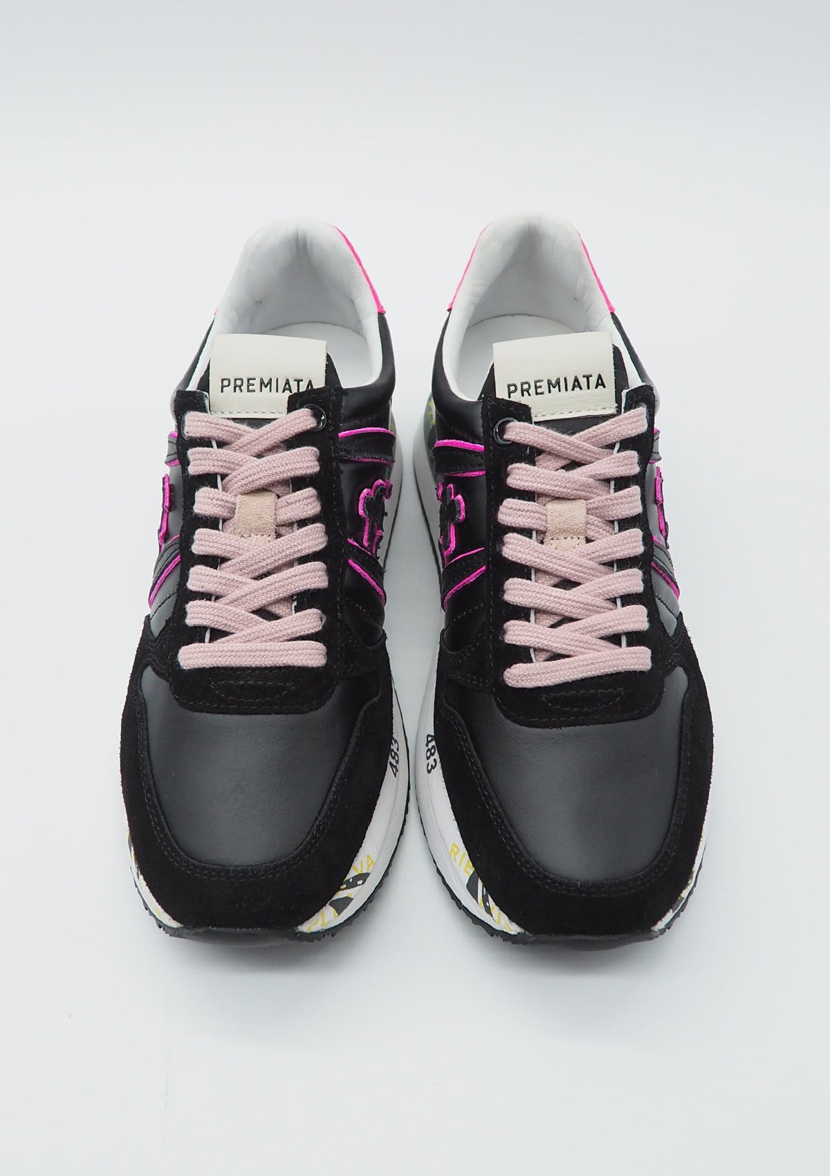 Damen Sneaker aus Nubukleder & Glattleder in Schwarz & Pink Damen Sneaker Premiata