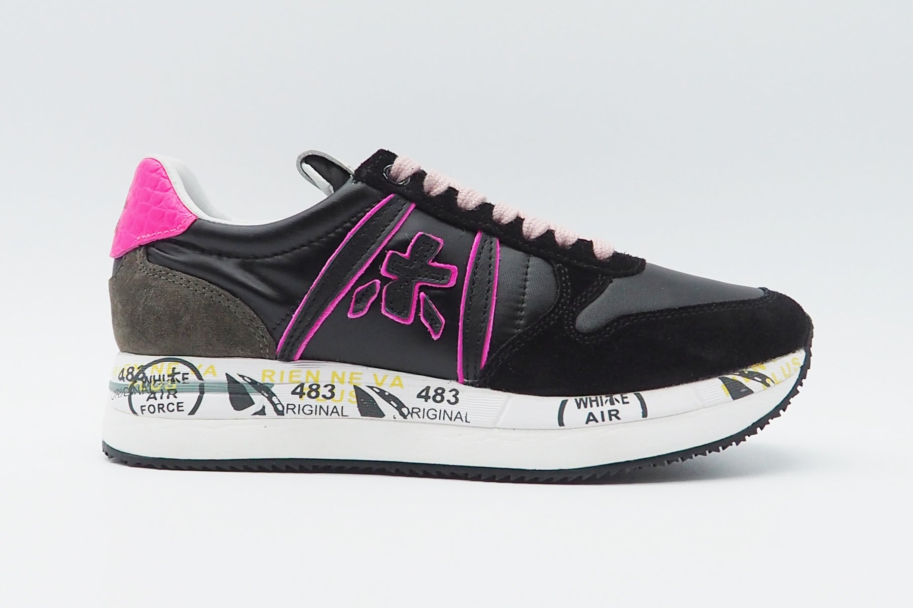 Damen Sneaker aus Nubukleder & Glattleder in Schwarz & Pink Damen Sneaker Premiata