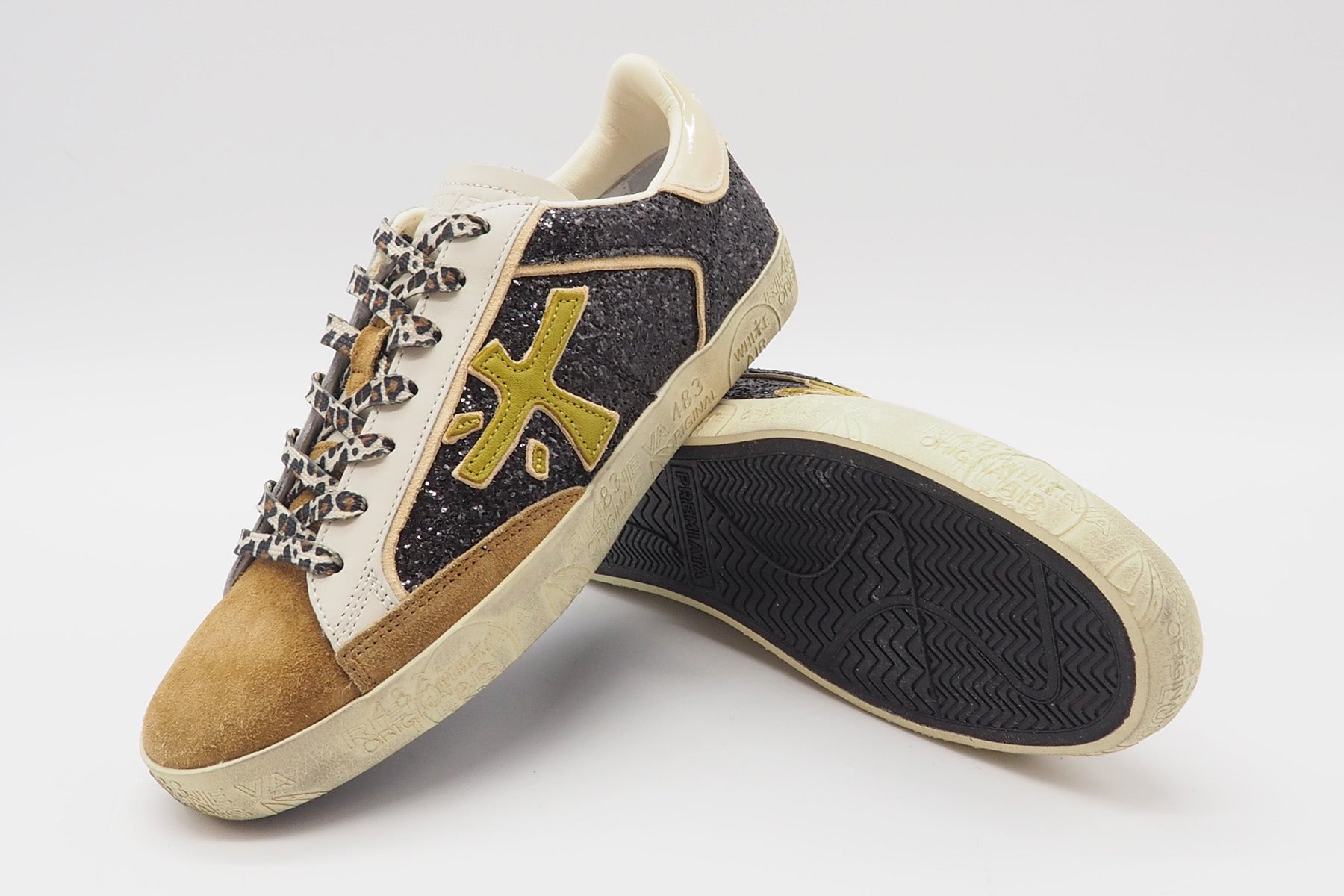 Damen Sneaker aus Veloursleder & Glitter in Braun Damen Sneaker Premiata