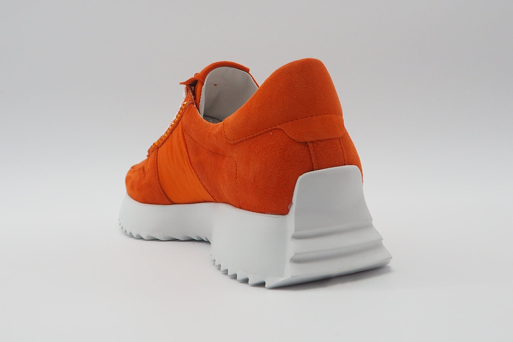Damen Sneaker aus Veloursleder & Nylon in Orange mit Strass - Absatz 3,5cm - PULL Damen Sneaker Kennel & Schmenger