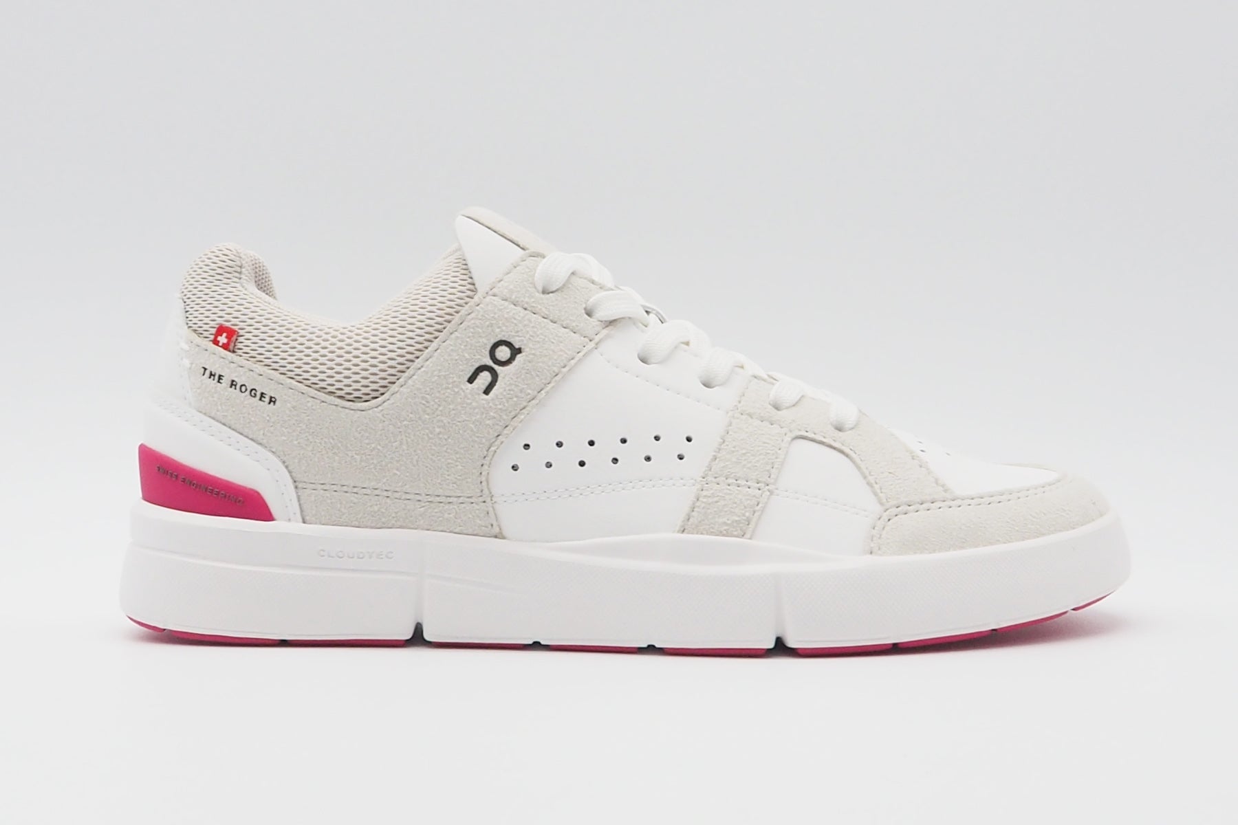 Damen Sneaker "THE ROGER Clubhouse" aus Leder & Veloursleder in Sand & Cerise Damen Sneaker On