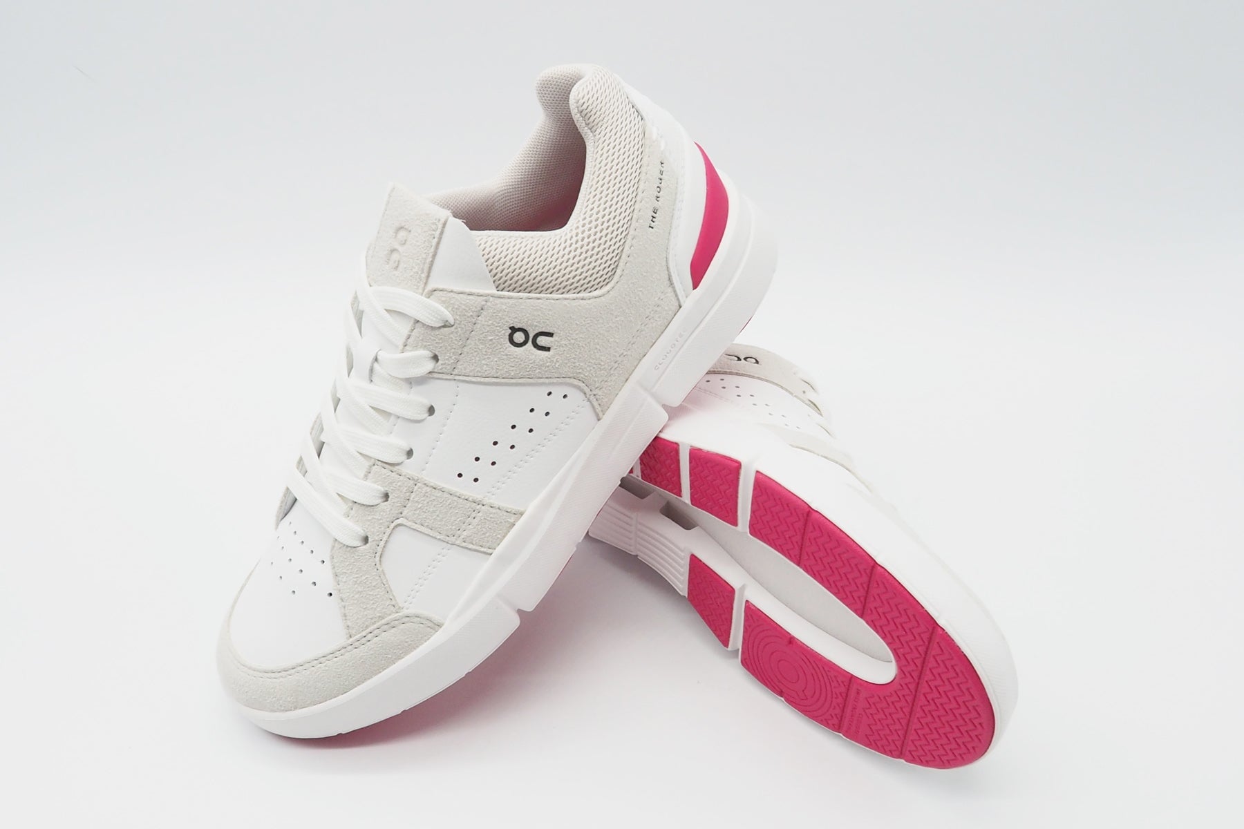 Damen Sneaker "THE ROGER Clubhouse" aus Leder & Veloursleder in Sand & Cerise Damen Sneaker On