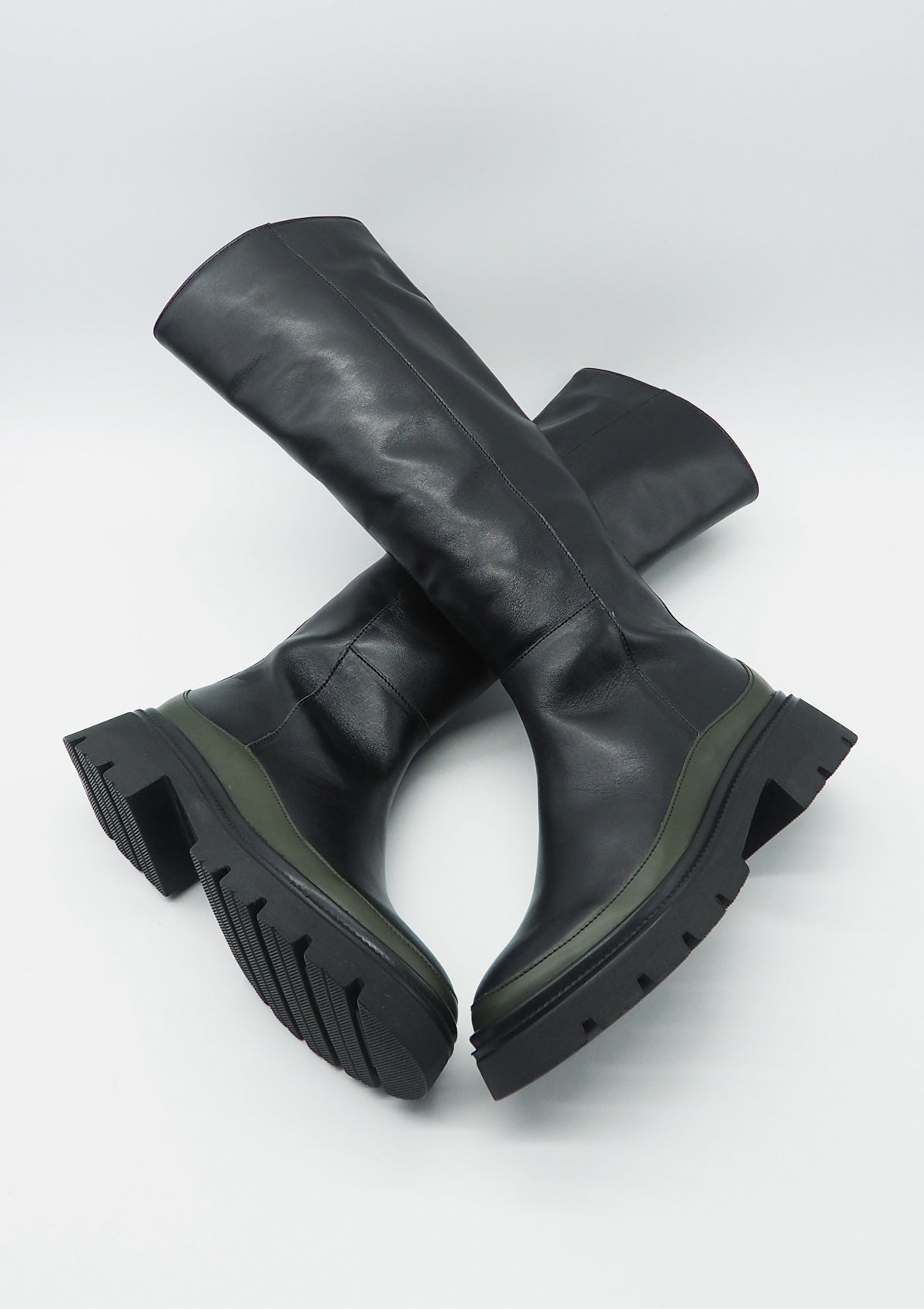 Damen Stiefel aus Gattleder in Schwarz & Olive - Absatz 5cm Damen Stiefel Gabor